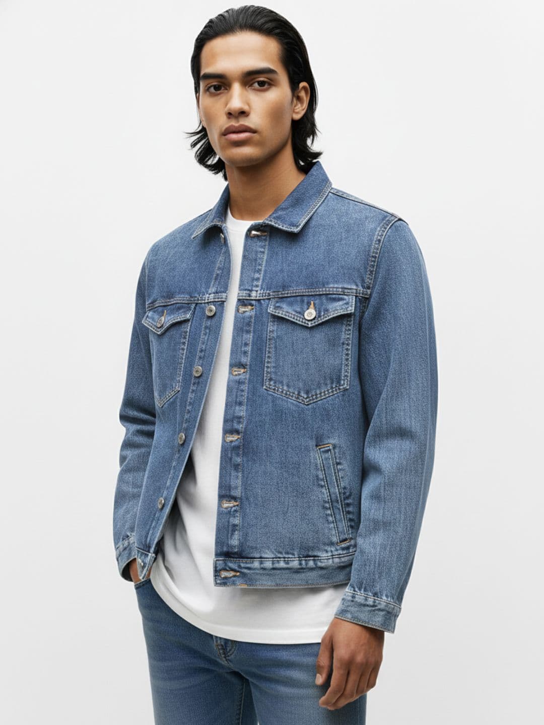 ether Spread Collar Denim Jacket - view 1