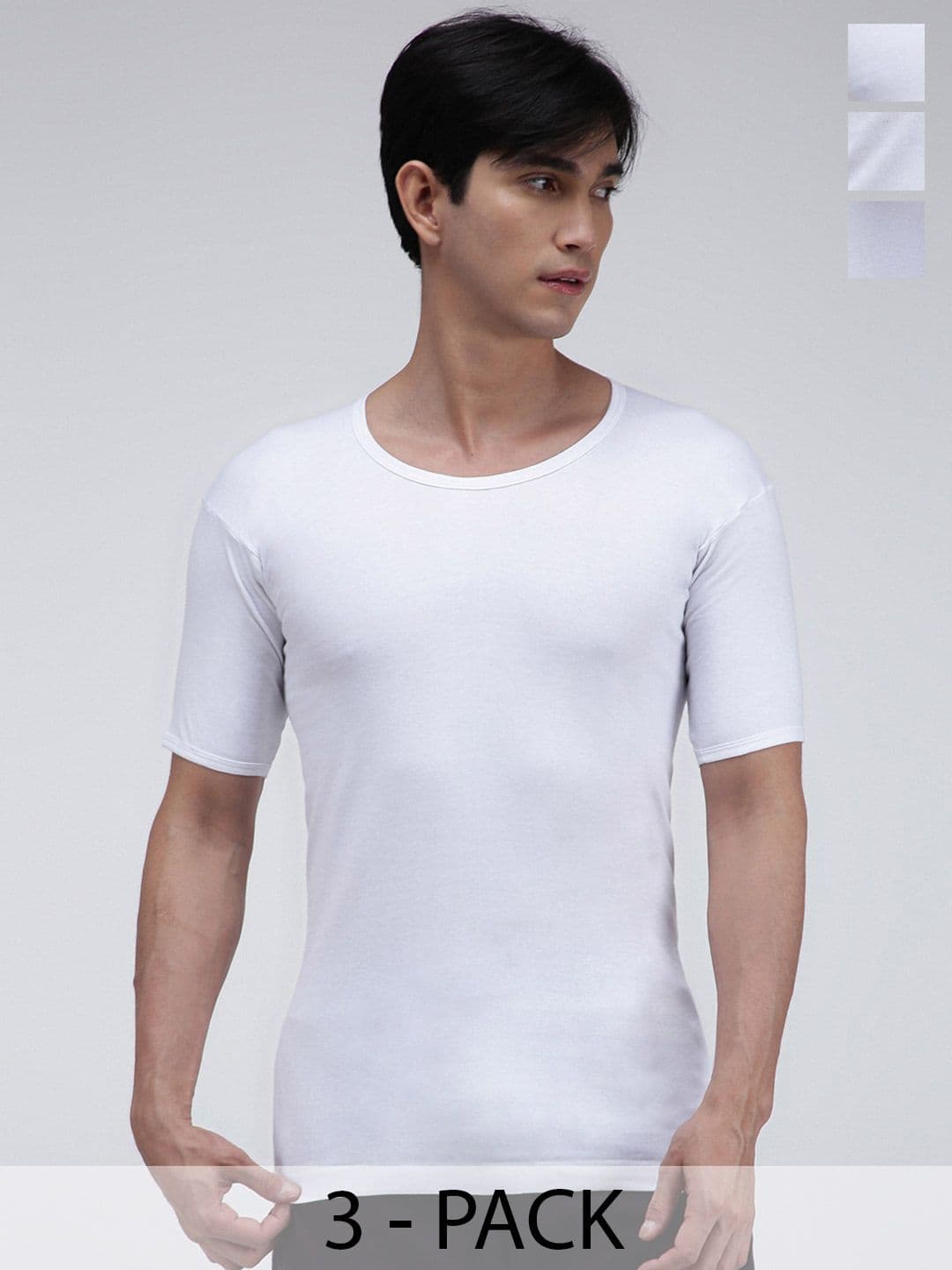 Amul Comfy Men Pack of 3 Interlock White Sleeve Vest - view 1