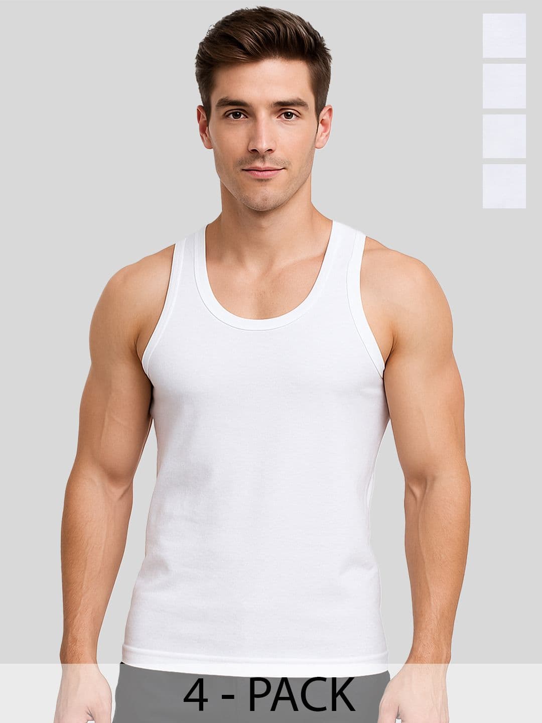 AMUL COMFY Pack of 4 Men's Pure Cotton White Vest - view 1