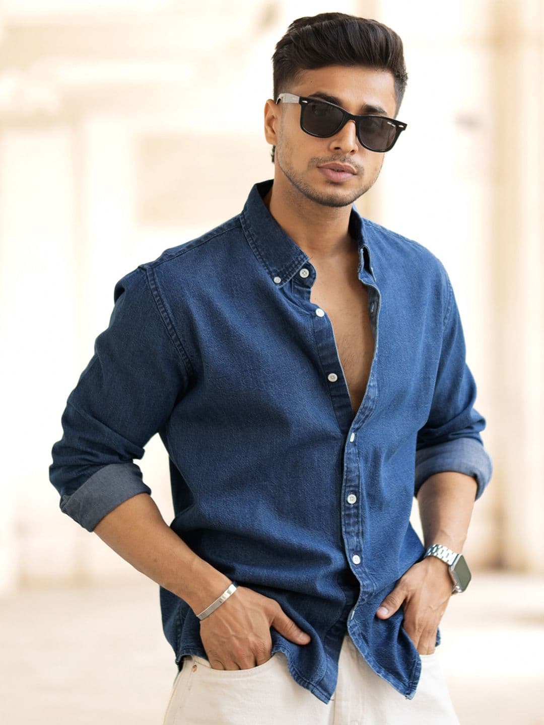 Powerlook Men Button-Down Collar Solid Cotton Casual Shirt - view 1