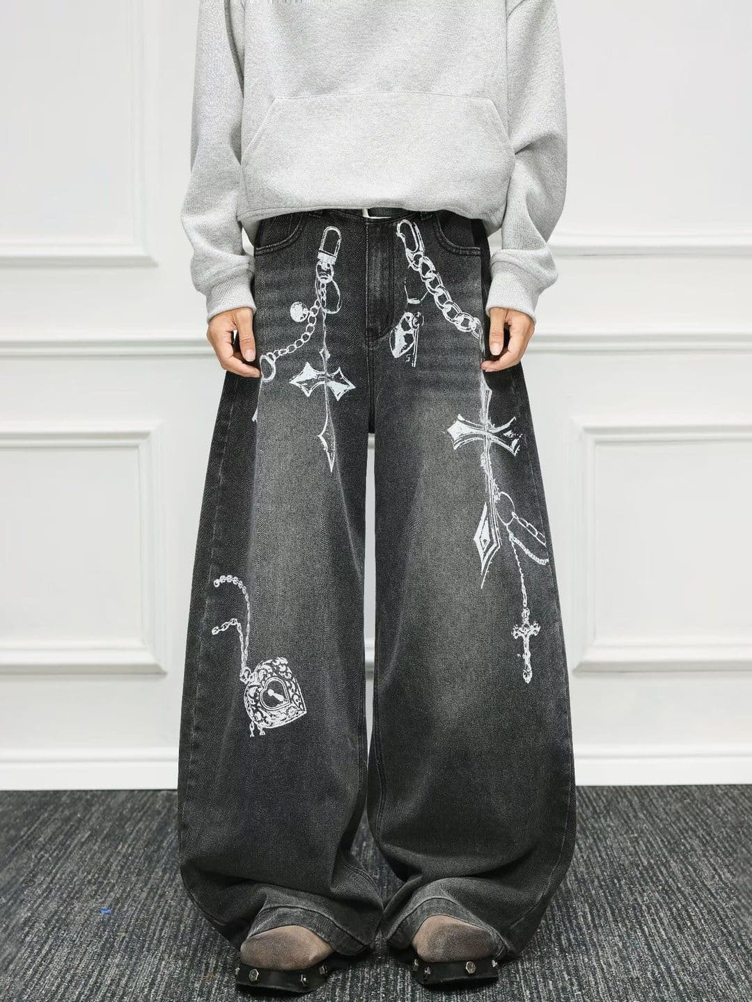 StyleCast x Revolte Men Wide Leg Mid-Rise Light Fade Printed Jeans - view 1