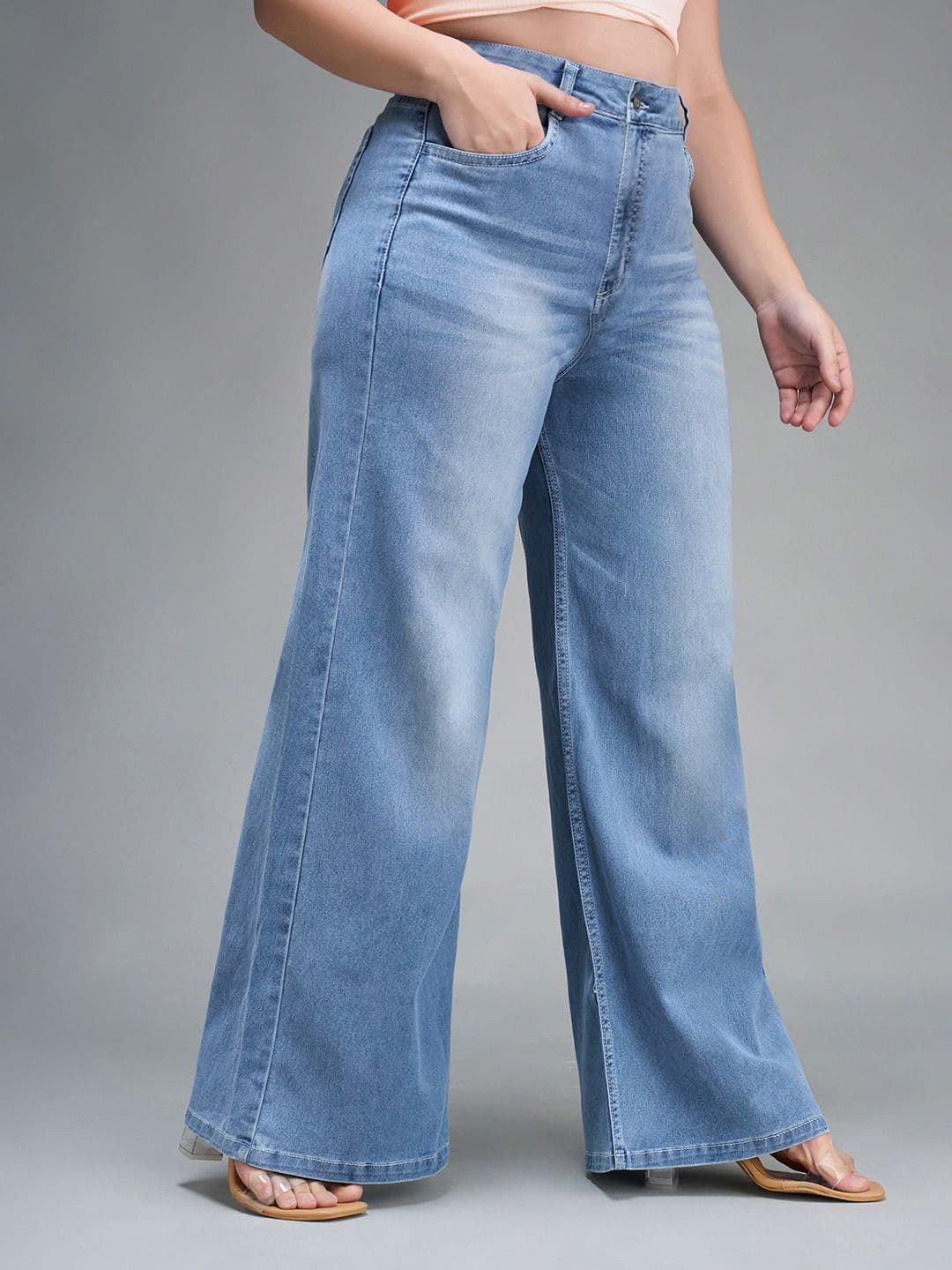 Miss Chase A+ Women Plus Size Wide Leg High-Rise Light Fade Stretchable Jeans - view 1