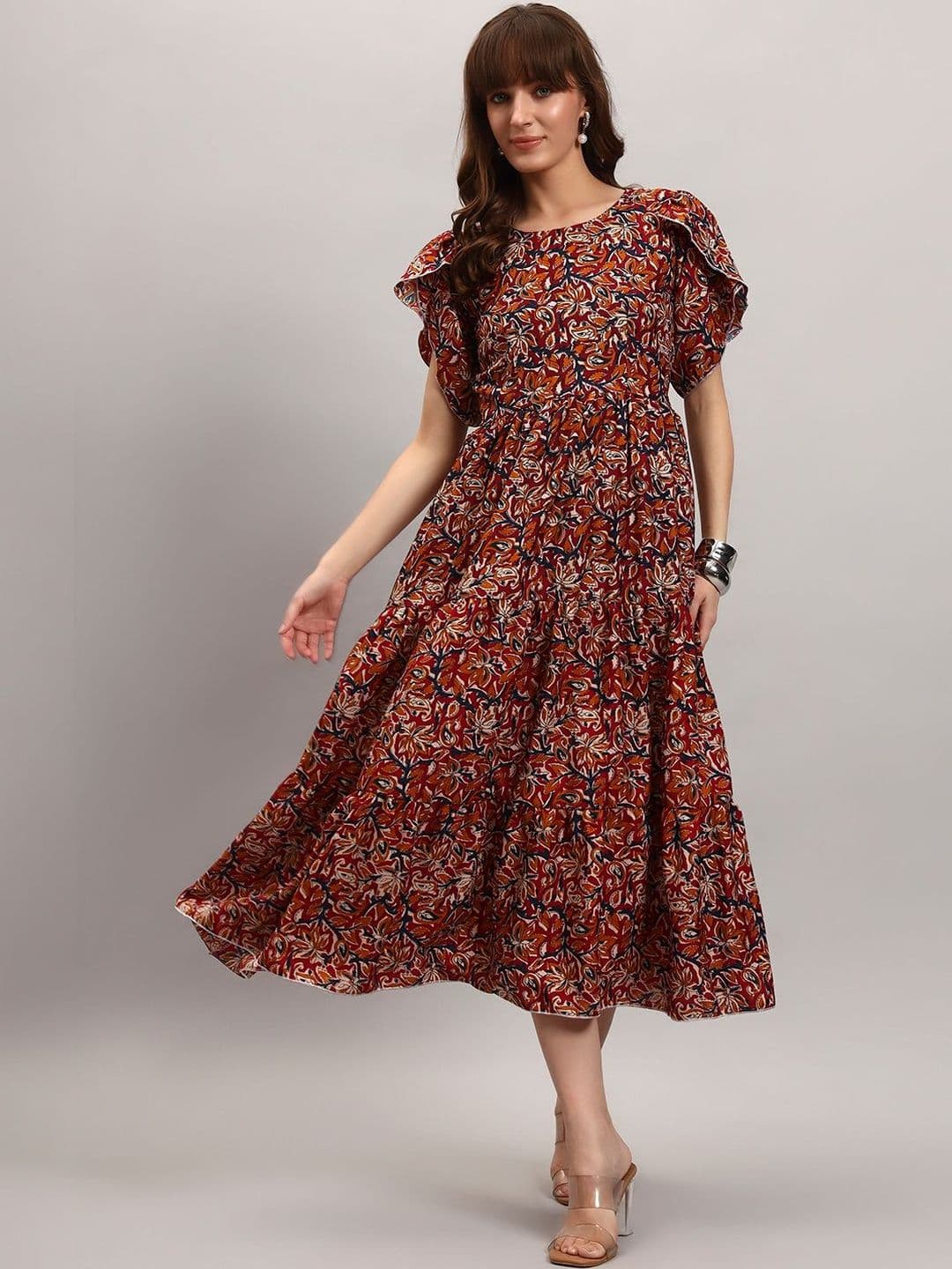 Femvy Women Floral Printed Flared Sleeves Indie Prints Crepe Kurta - view 1