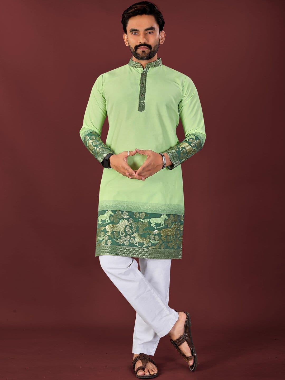 CHARLOTTE GRACIOUS Men Jacquard Kurta - view 1