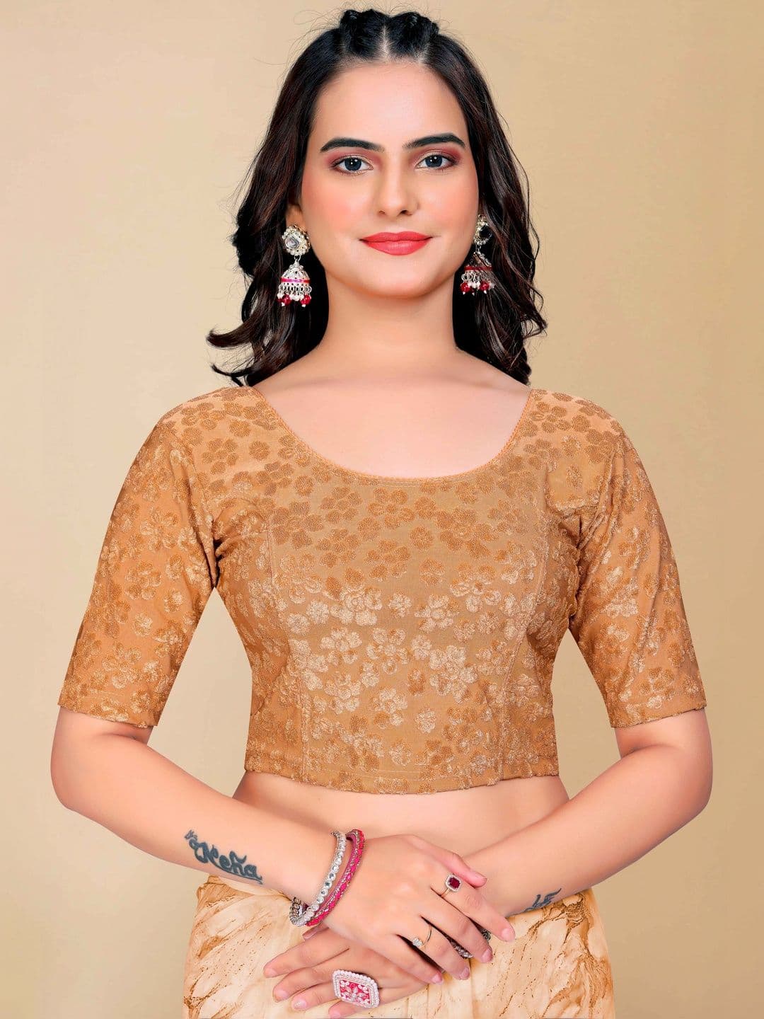 SHREEJI DESIGNER Woven Design Fully Strechable Saree Blouse - view 1