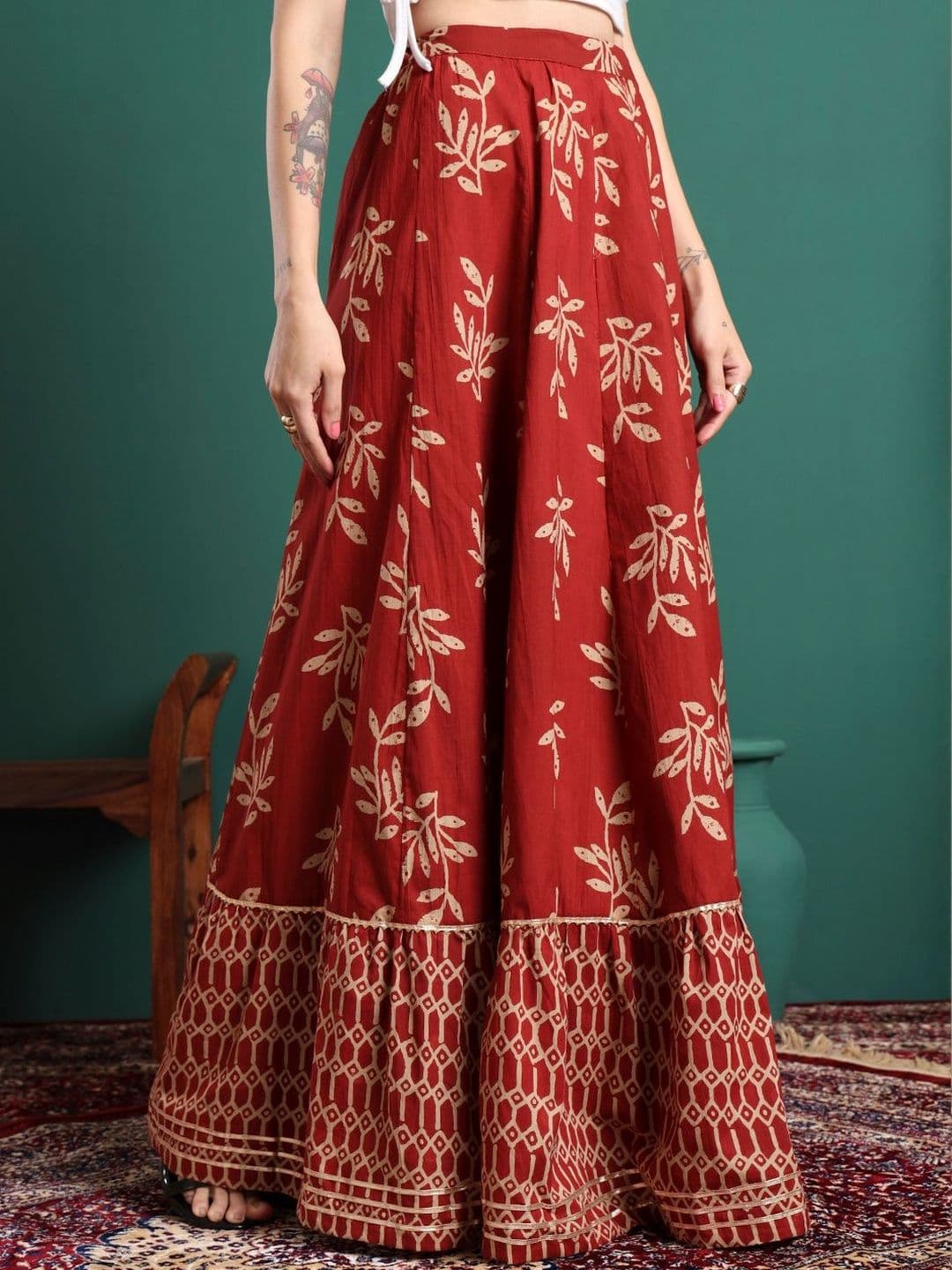 CHARMANT Printed Flared Maxi Skirts - view 1