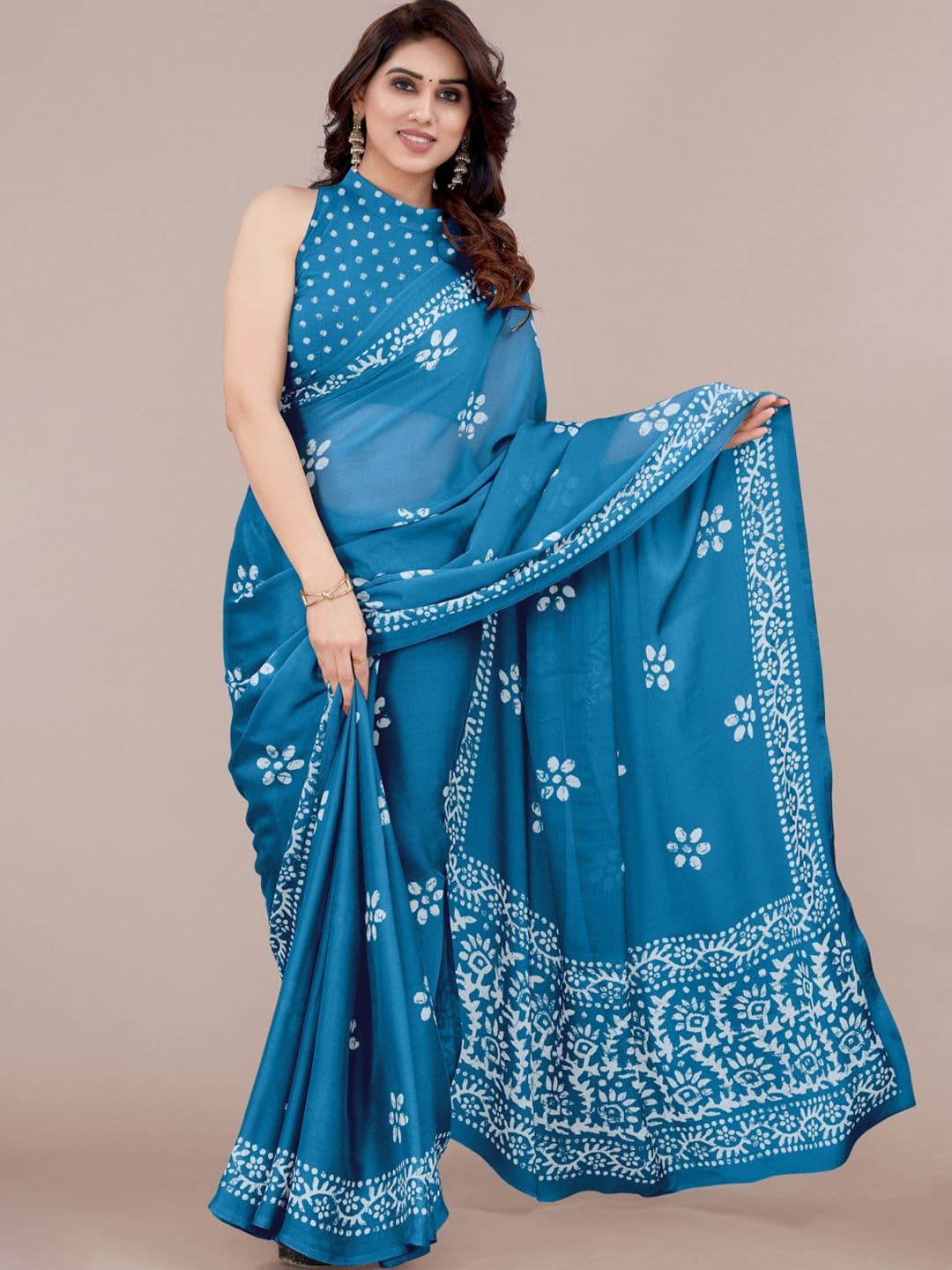KALINI Floral Poly Chiffon Saree - view 1