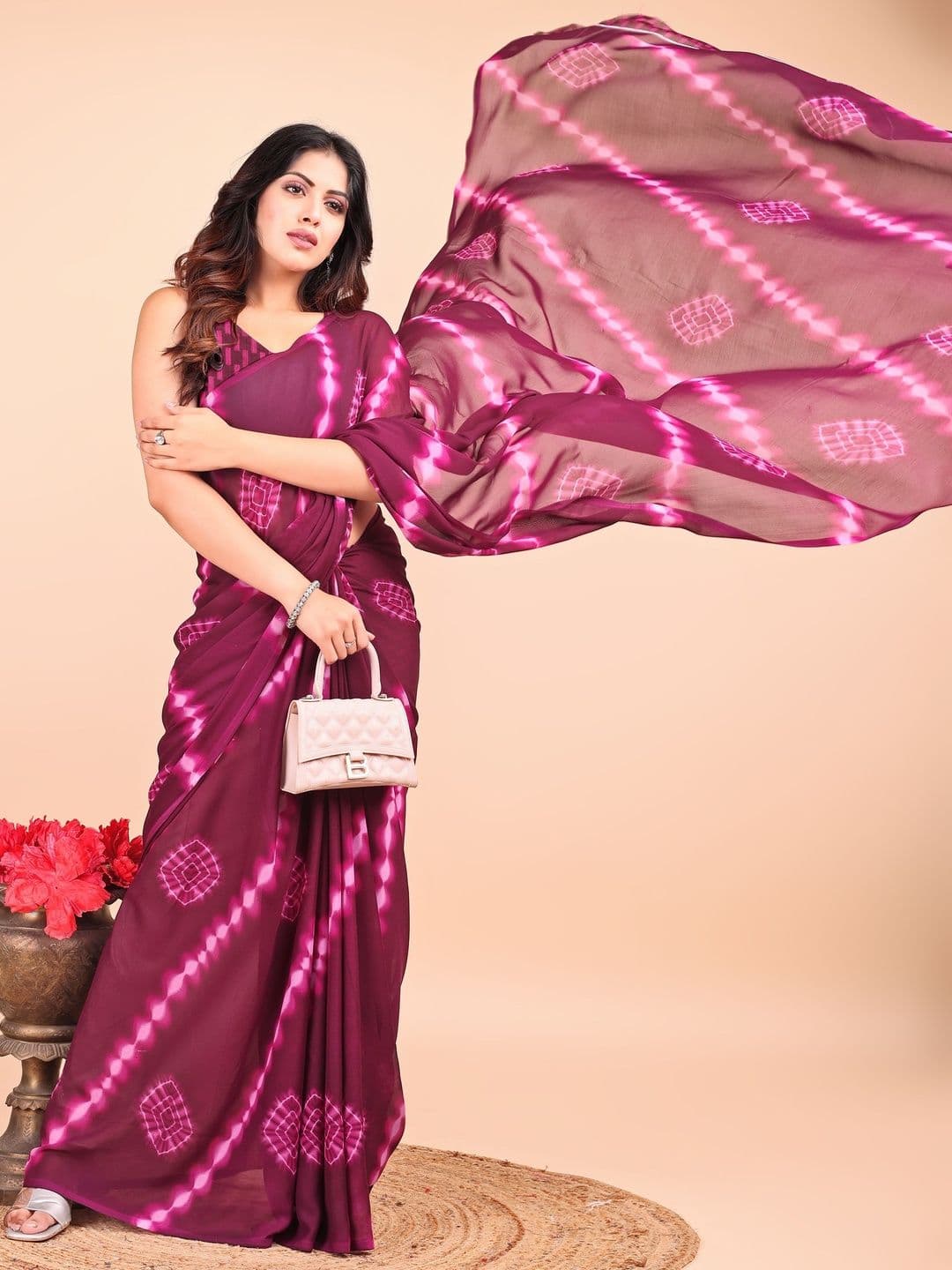 Vibhagyaa Bandhani Poly Chiffon Saree - view 1