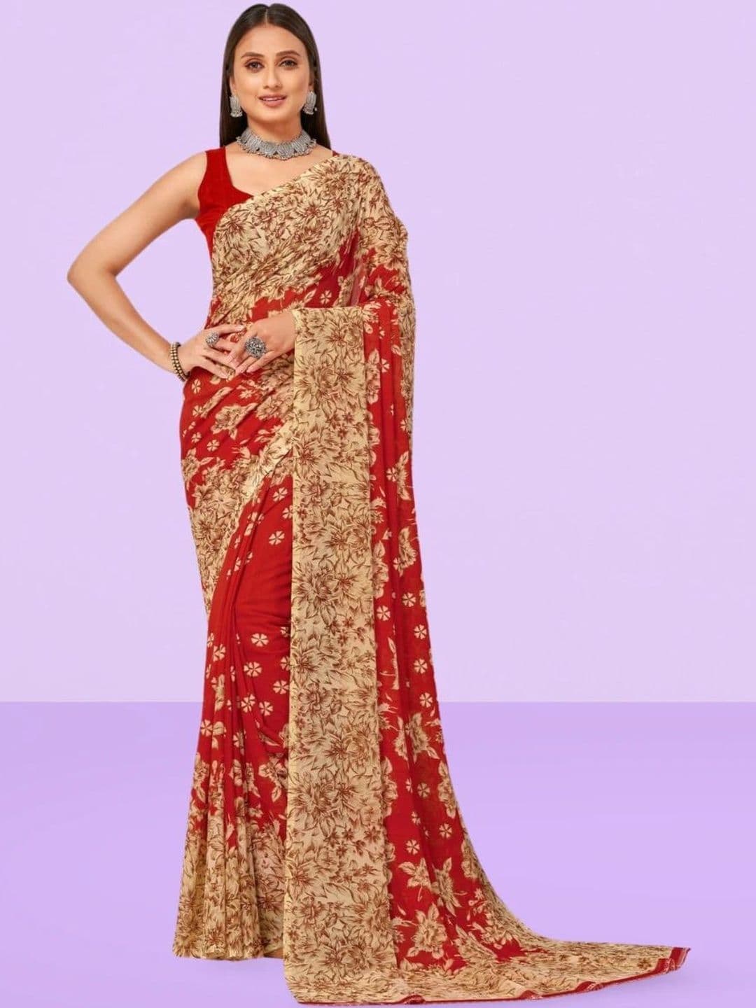 Vibhagyaa Floral Poly Georgette Saree - view 1