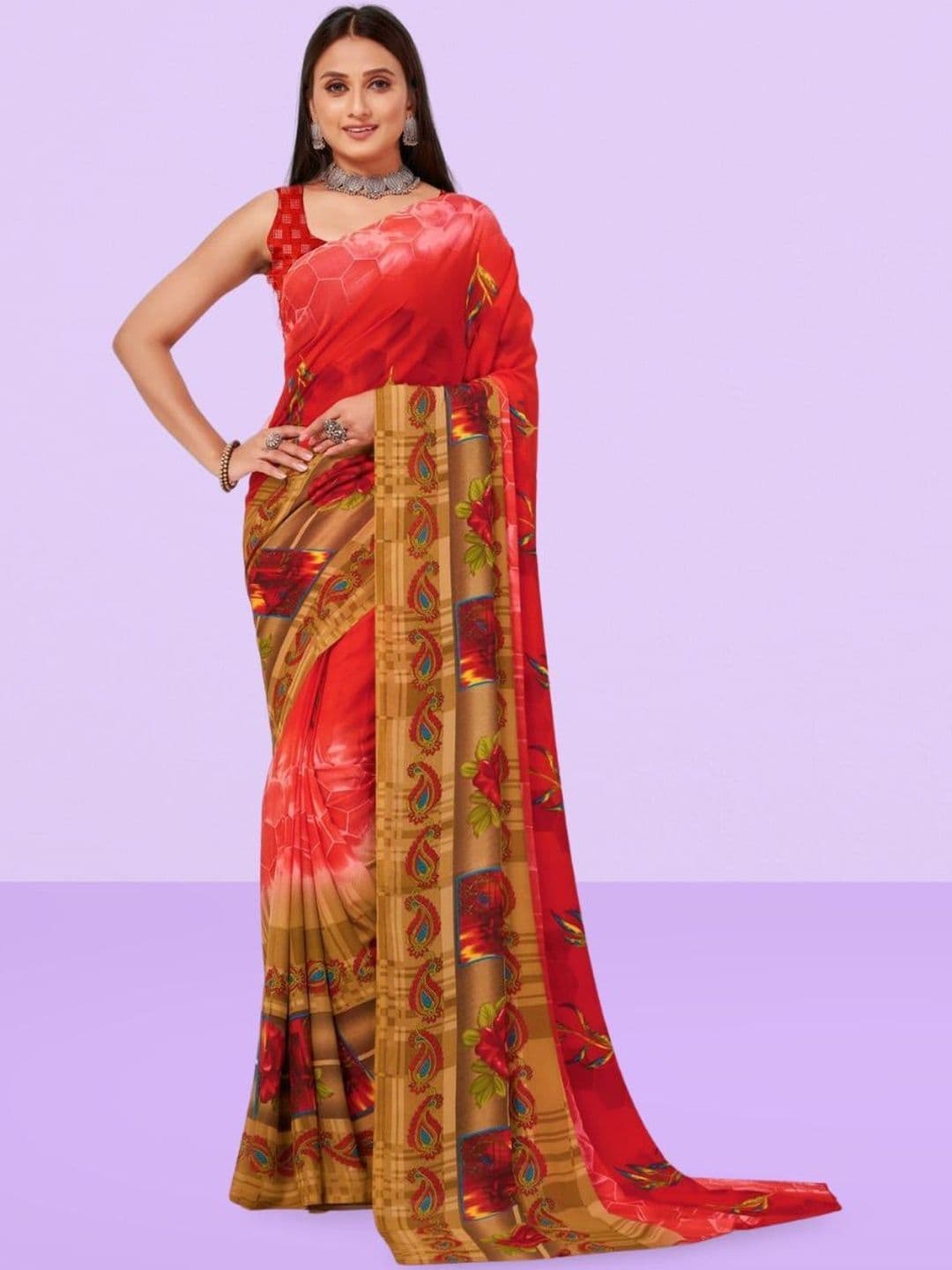 Vibhagyaa Floral Poly Chiffon Saree - view 1