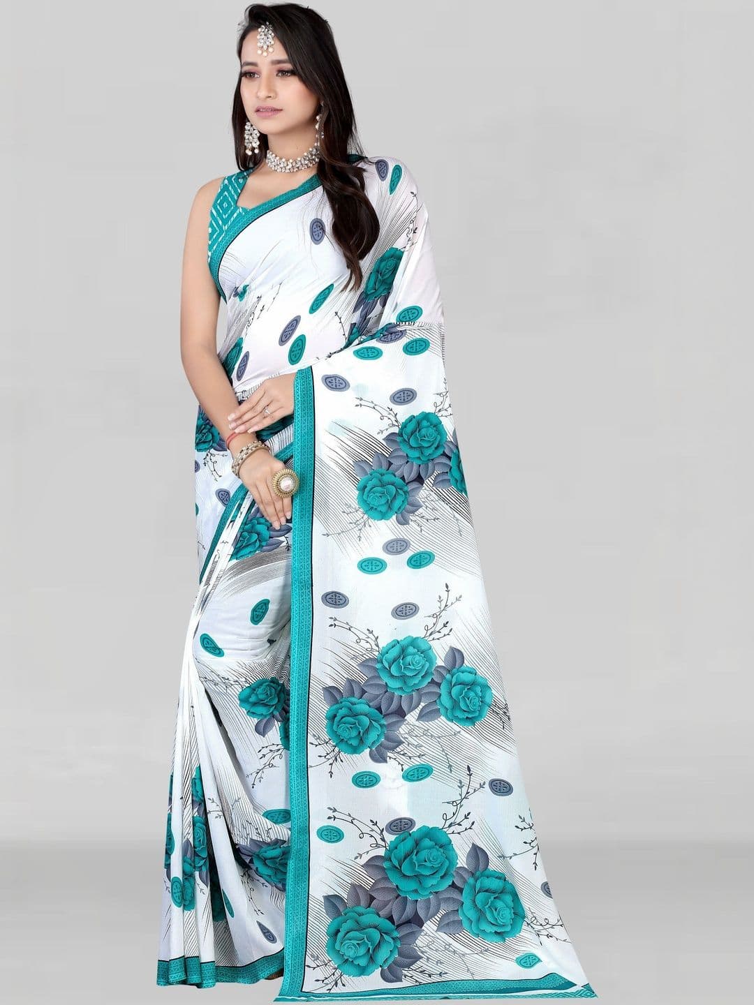 Vibhagyaa Floral Poly Georgette Saree - view 1
