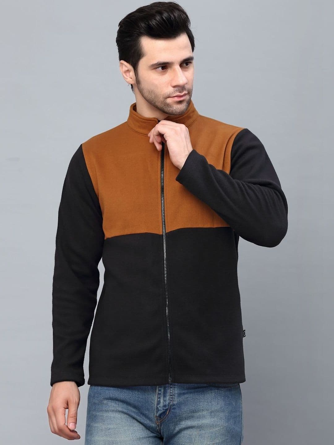 HERE&NOW Men Colourblocked Fleece Bomber Jacket - view 1