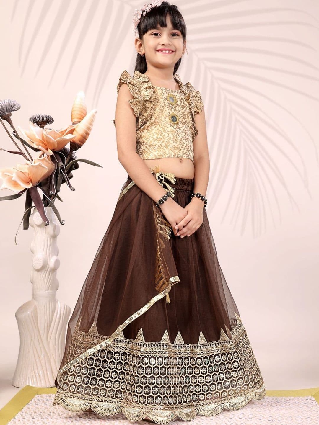 BAESD Girls Embellished Sequinned Ready to Wear Lehenga & Blouse With Dupatta - view 1