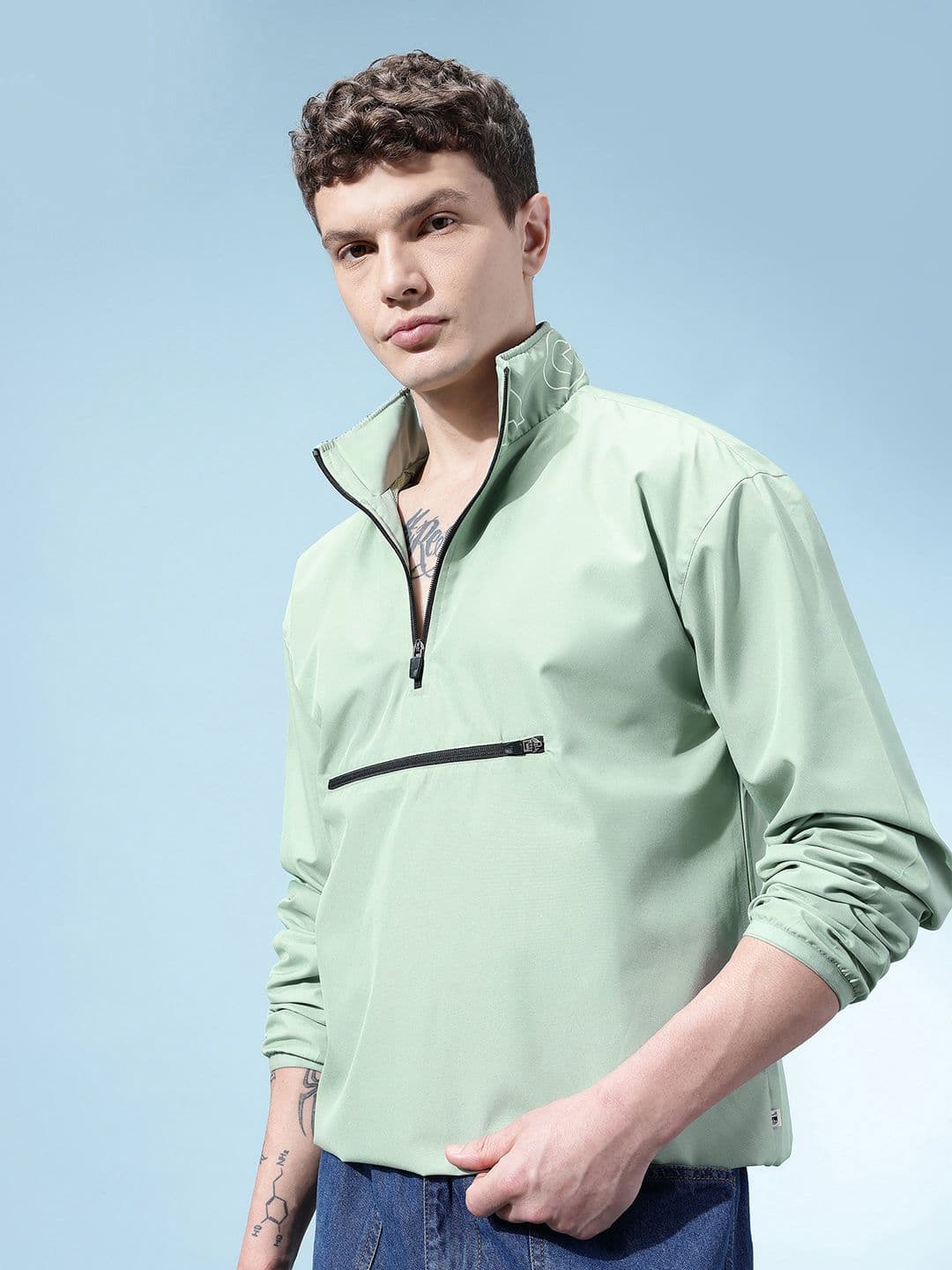 glitchez Mock Collar Windcheater acket