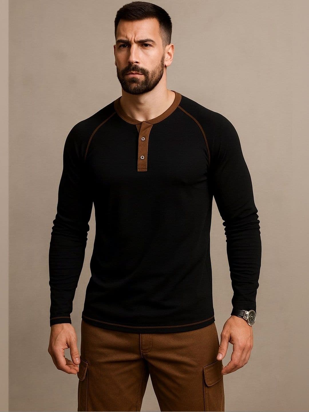 The Dry State Men Henley Neck T-shirt - view 1
