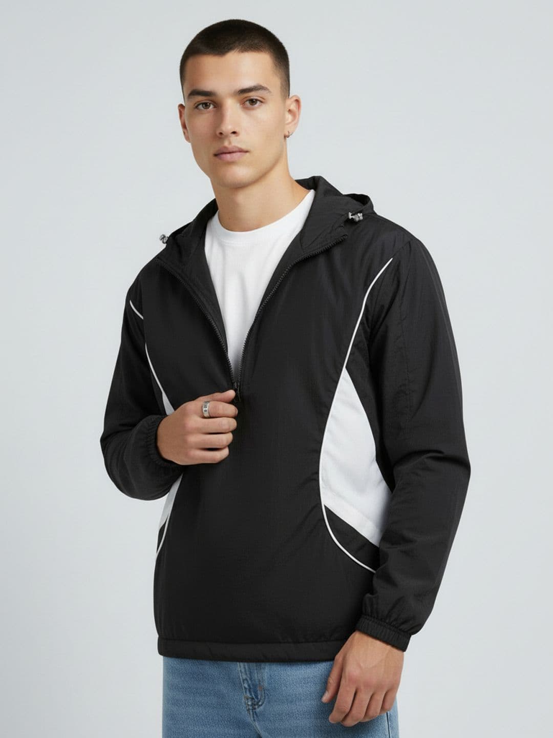 glitchez Hooded Paneled Relaxed Jacket - view 1