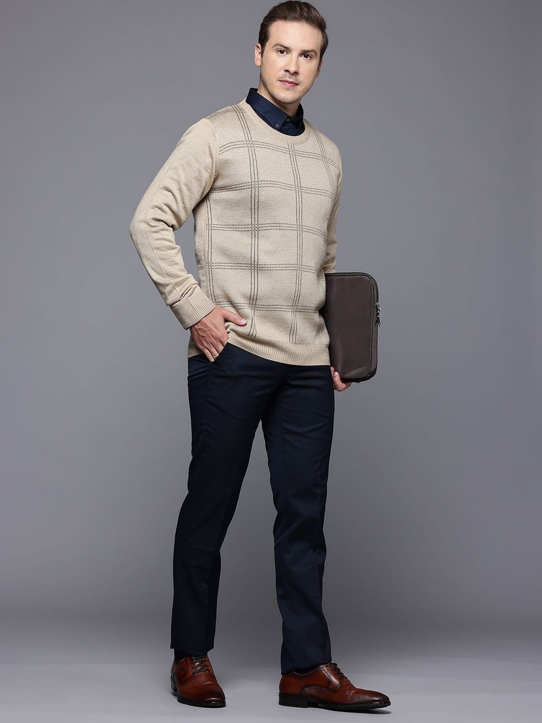 Raymond Checked Self-Design Pullover