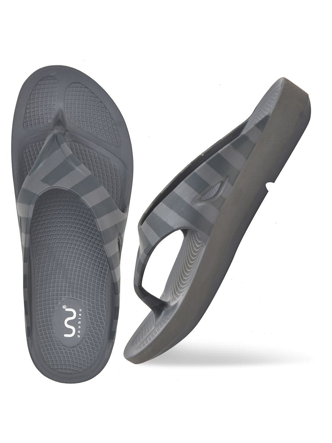 Doubleu Men Grey Striped EVA Thong Flip-Flops - view 1