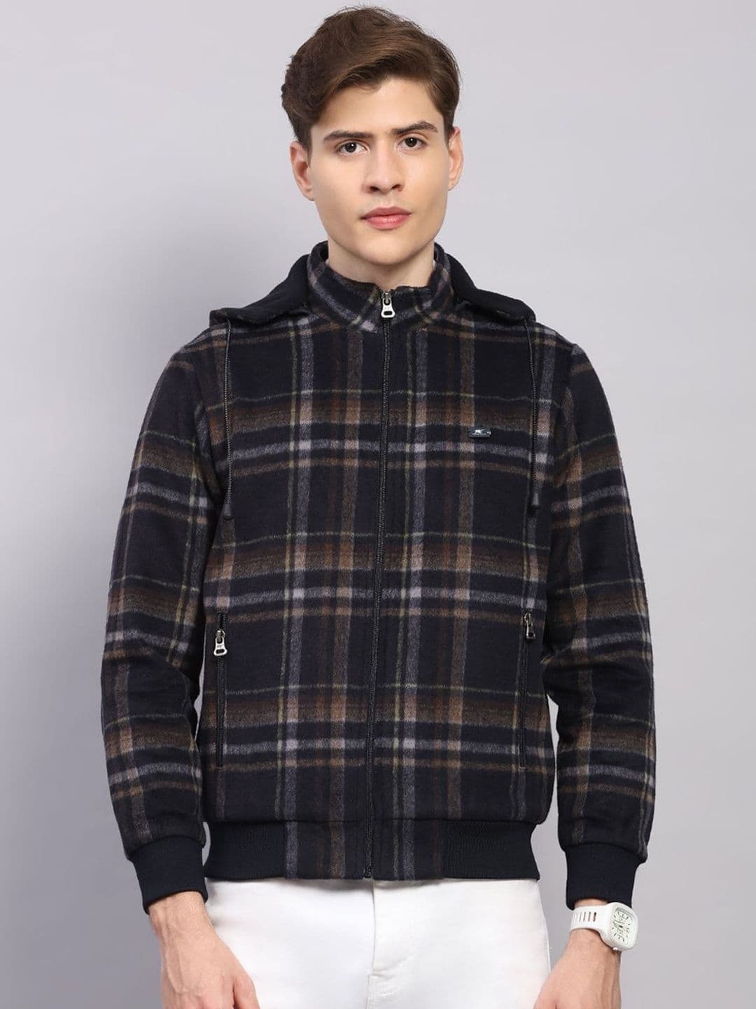 Monte Carlo Men Checked Outdoor Bomber Jacket - view 1