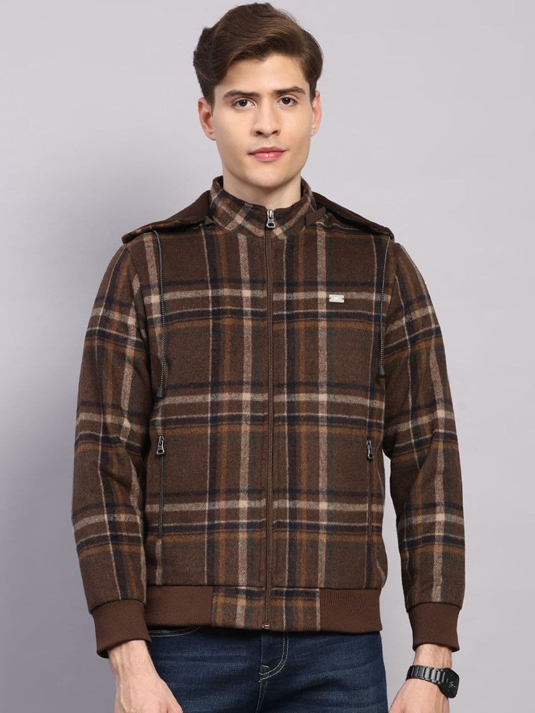 Monte Carlo Men Checked Outdoor Bomber Jacket - view 1