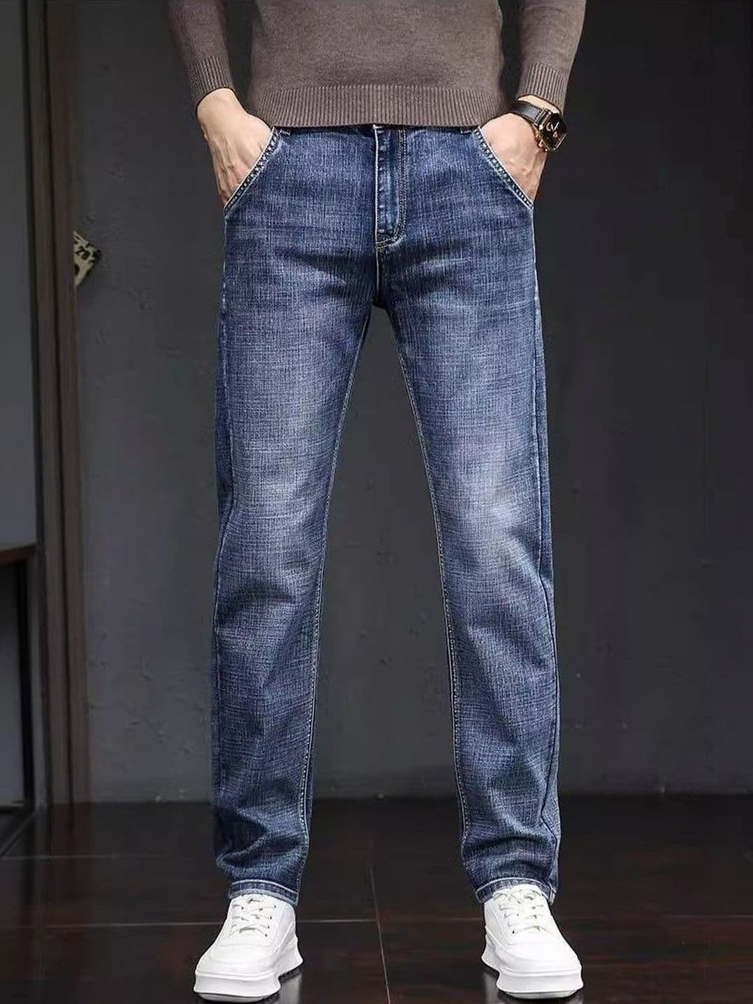 StyleCast x Revolte Men Straight Fit Mid-Rise Light Fade Jeans
