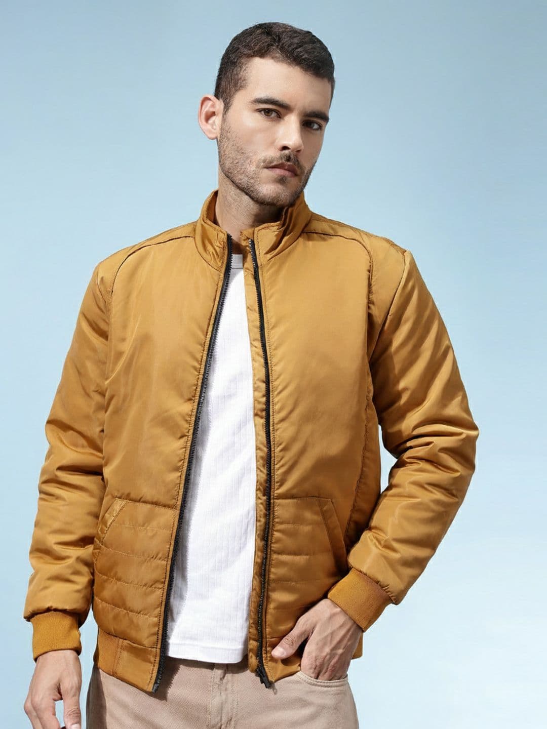 glitchez Mock Collar Padded-Style Bomber Jacket - view 1