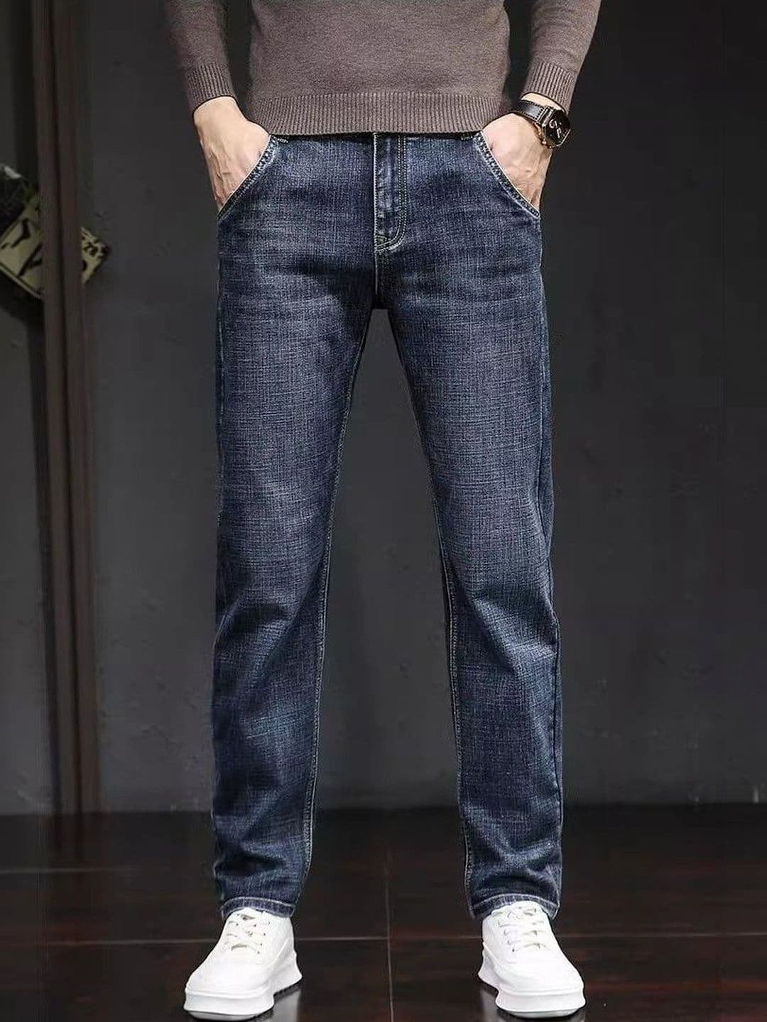StyleCast x Revolte Men's Straight Fit Mid-Rise Medium Shade Jeans