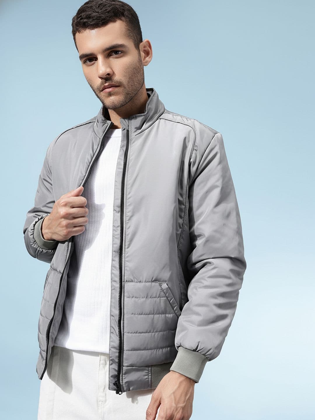 glitchez Mock Collar Padded-Style Bomber Jacket - view 1
