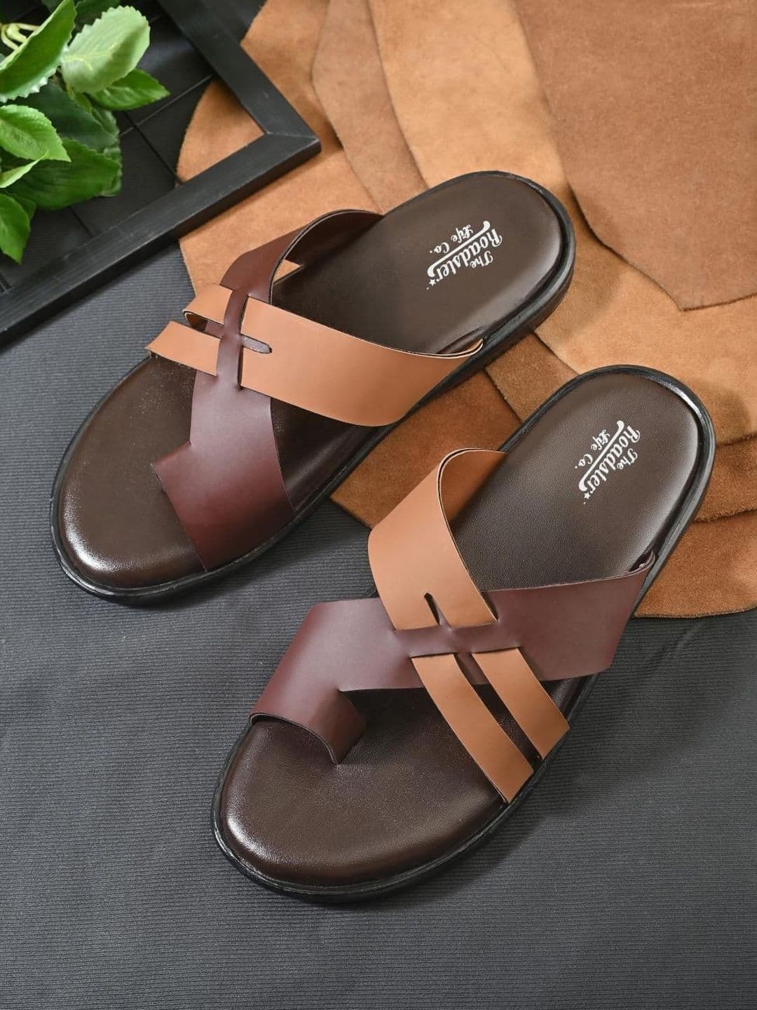 The Roadster Lifestyle Co. Men Dual Tone Criss-Cross Slip-On Comfort Sandals - view 1