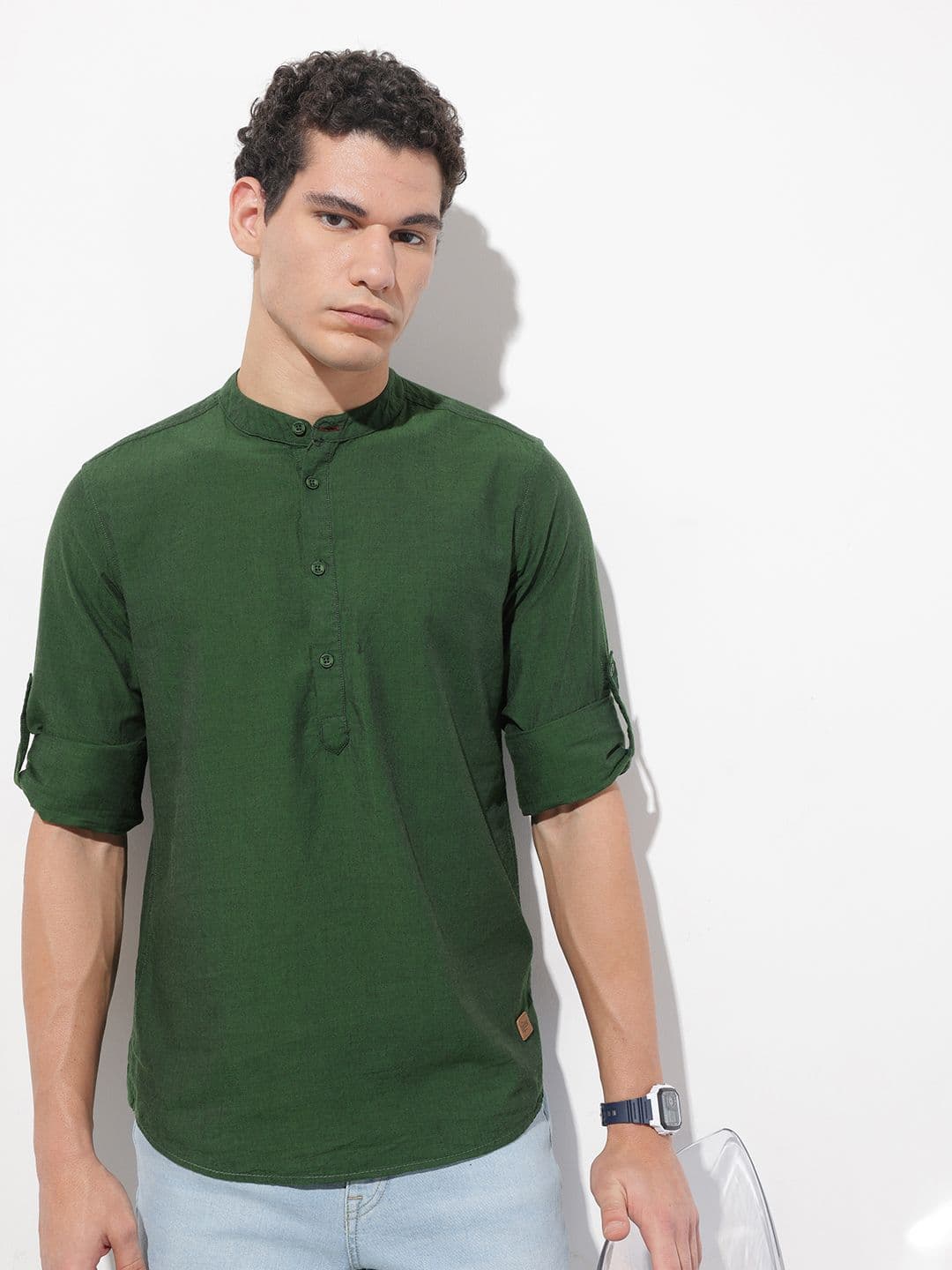 The Roadster Life Co. Band Collar Pure Cotton Casual Shirt - view 1