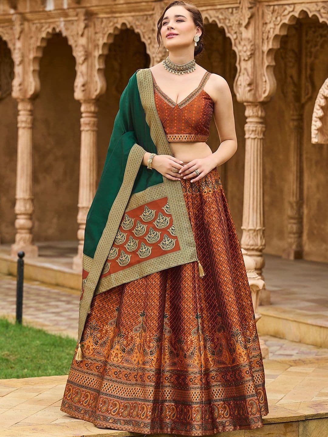 PURVAJA Embroidered Ready to Wear Lehenga & Unstitched Blouse With Dupatta - view 1