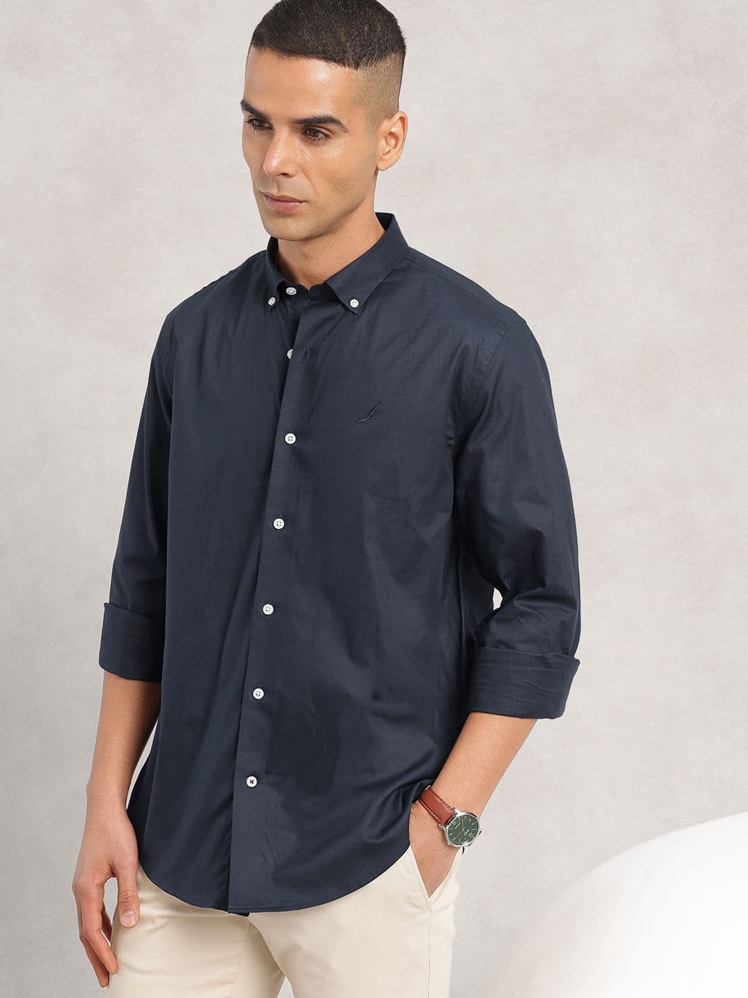 Nautica Slim Fit Button-Down Collar Pure Cotton Casual Shirt - view 1