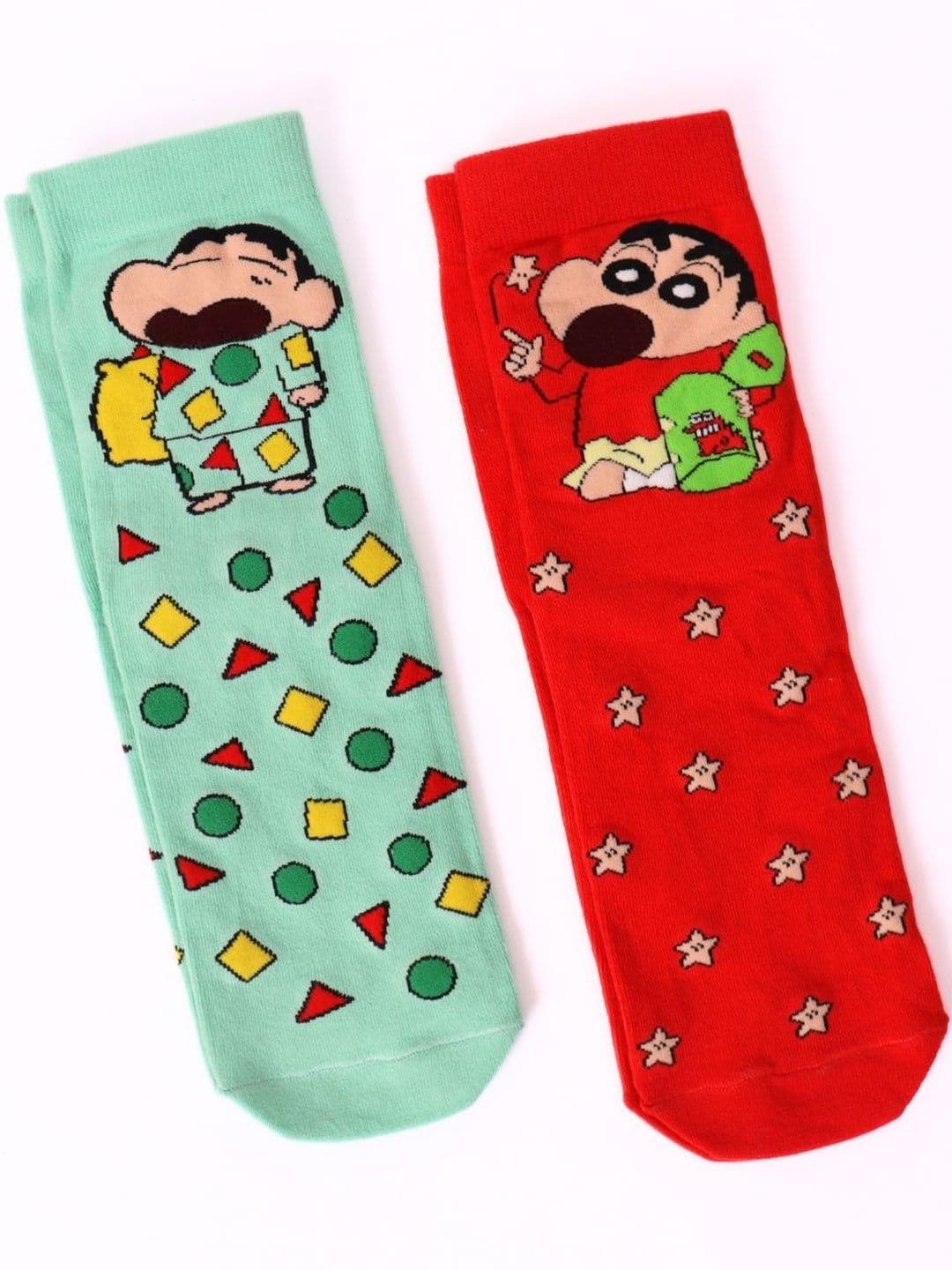 Thela Gaadi Pack Of 2 Pattered Cotton Calf Length Socks - view 1