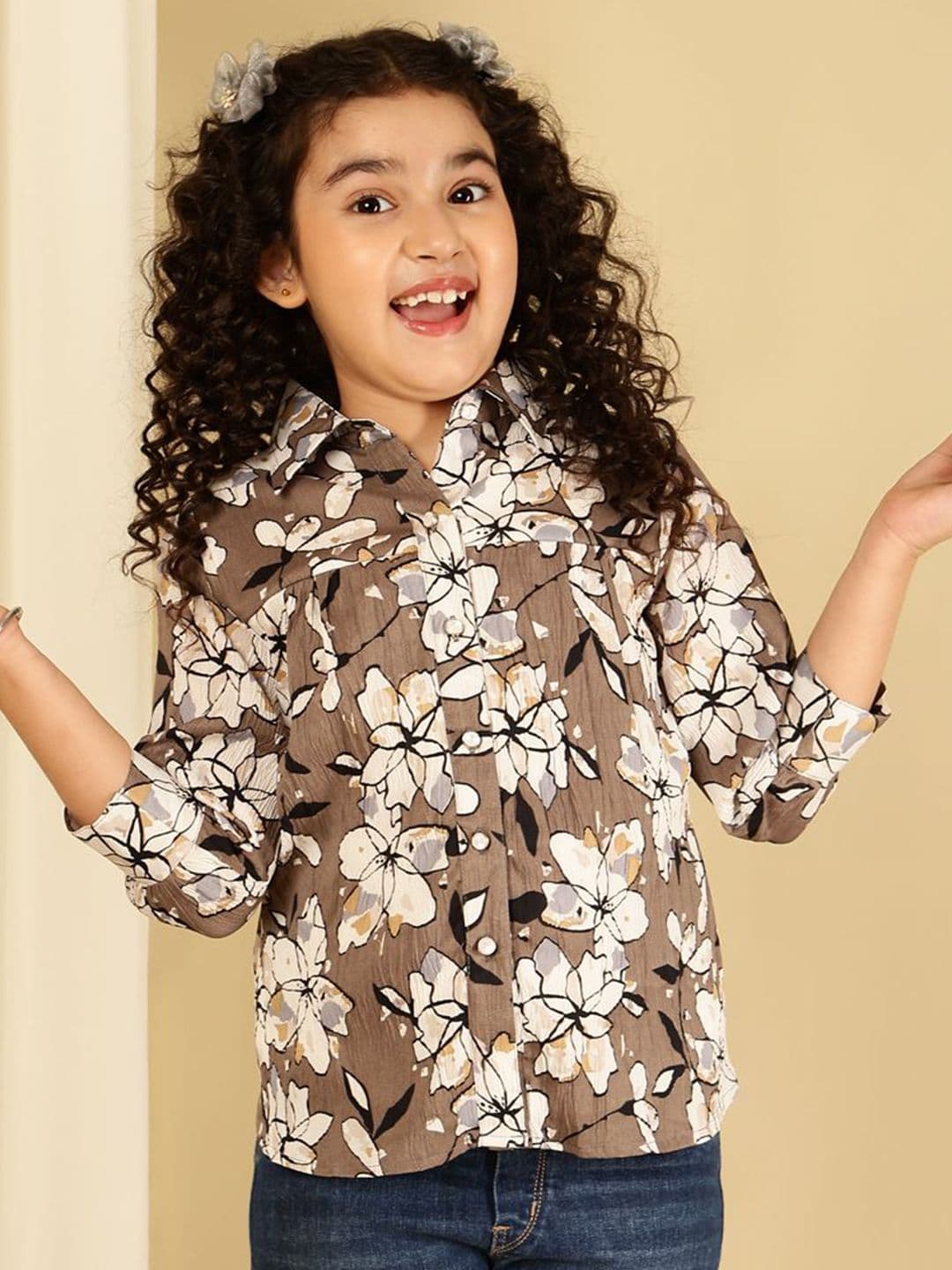 Ishti Girls Floral Print Shirt Style Top - view 1