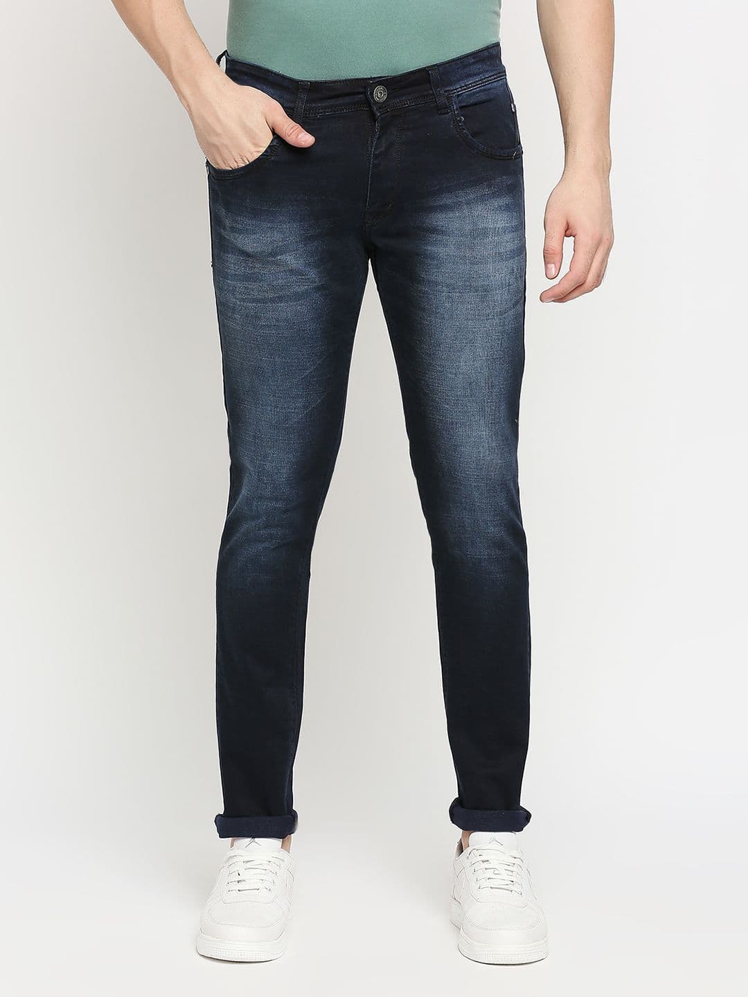 TCI Men Slim Fit Mid-Rise Heavy Fade Cotton Jeans - view 1