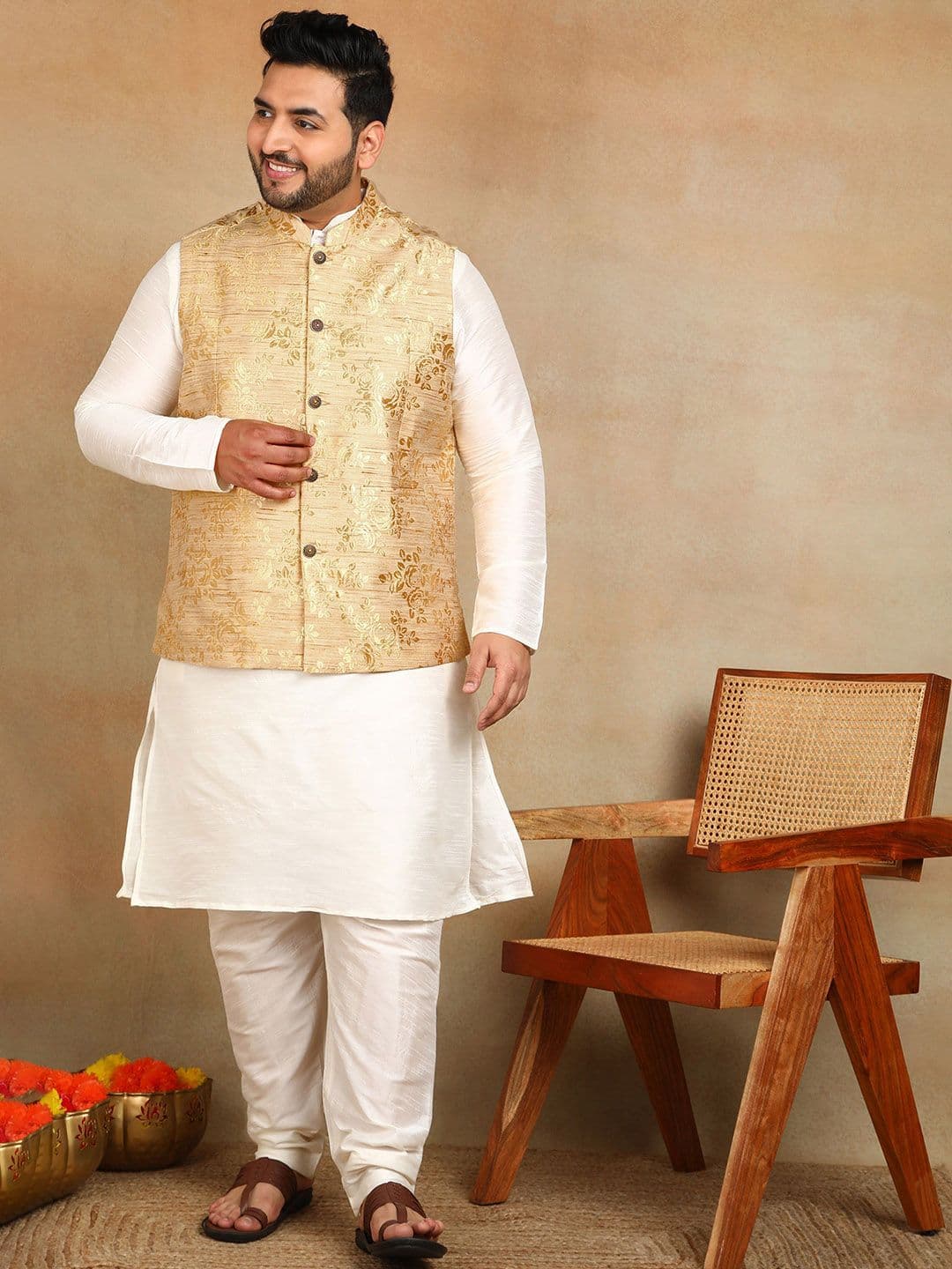 Sztori Men Woven Design Nehru Jacket - view 1