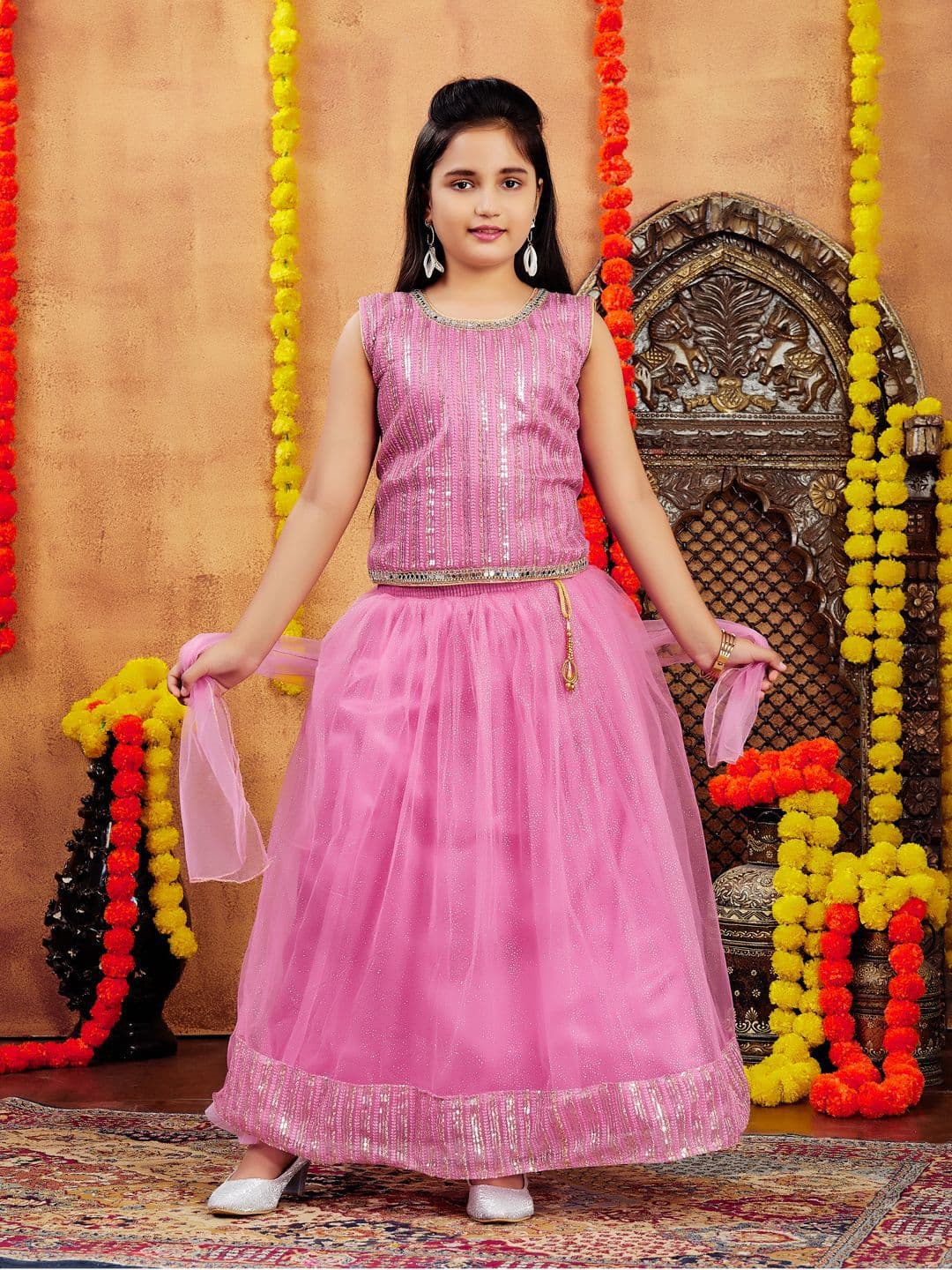Aarika Girls Embellished Ready to Wear Lehenga & Blouse With Dupatta - view 1