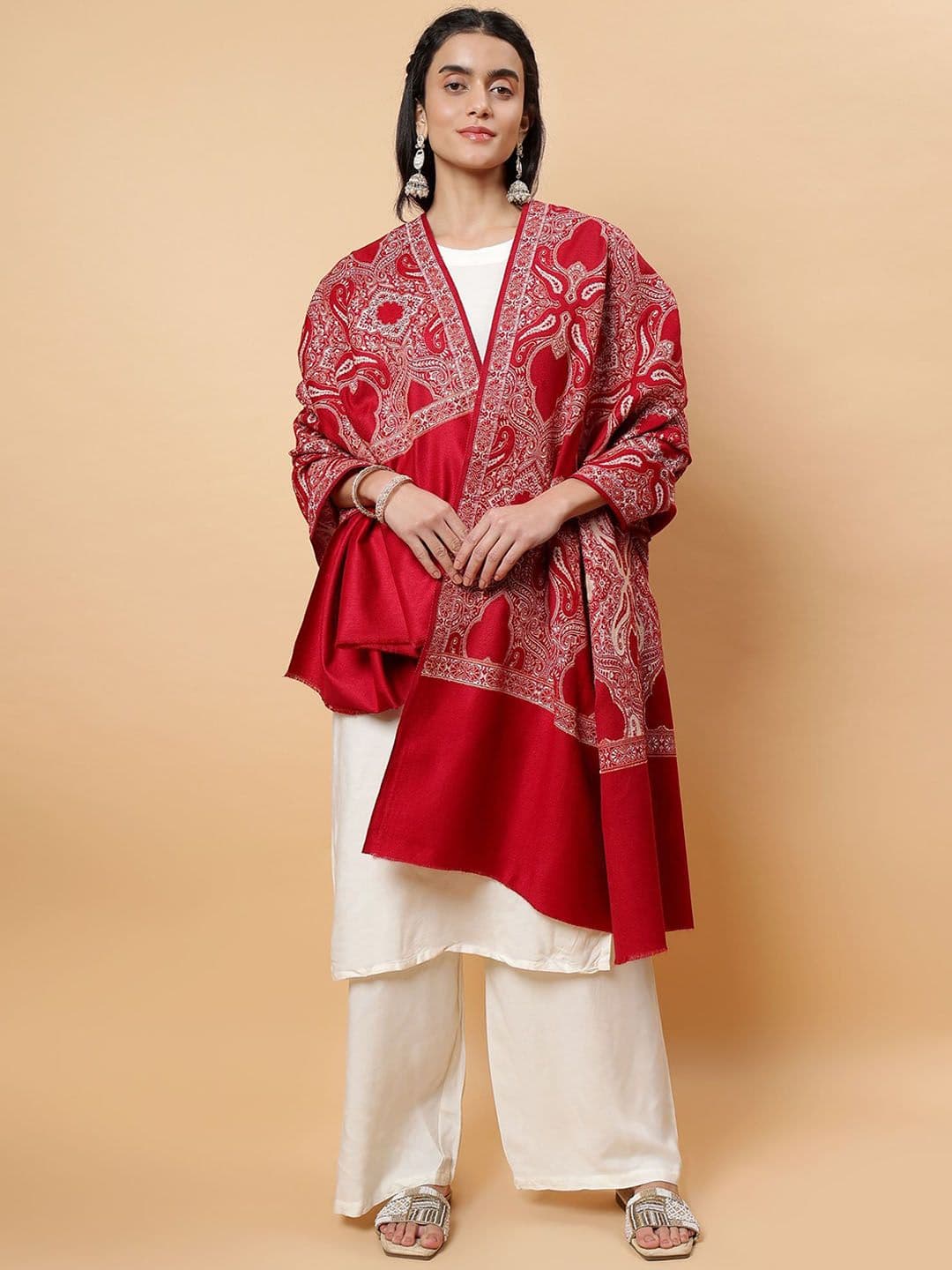 Moda Chales Ethnic Motifs Woven Design Woollen Shawl - view 1