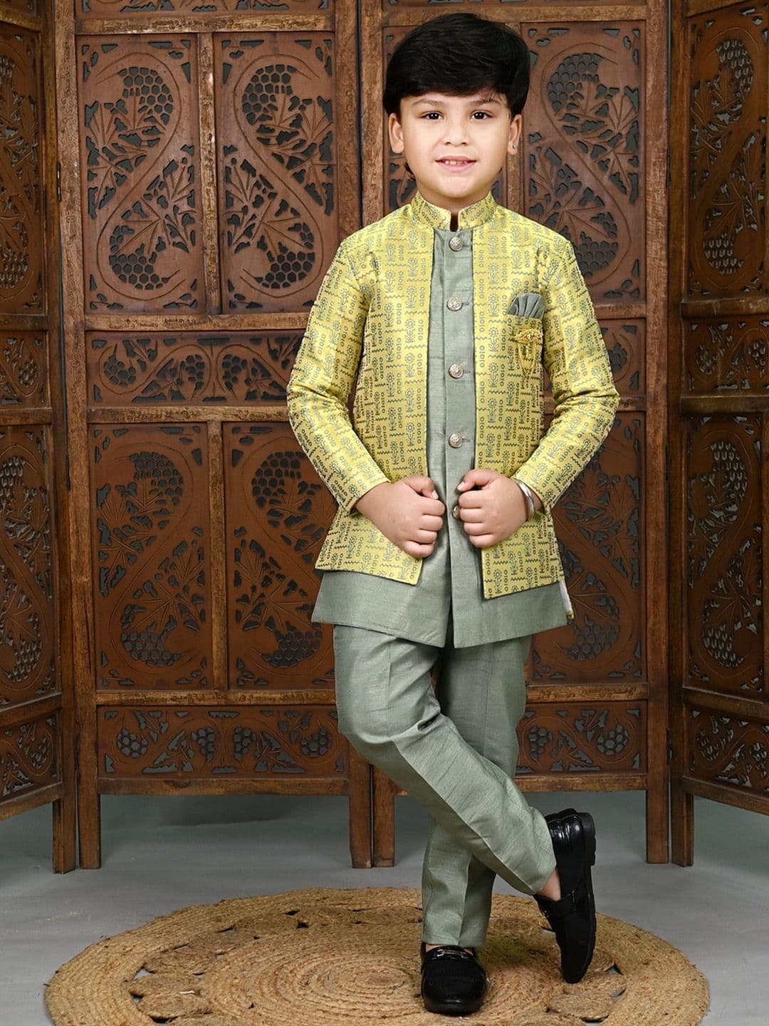 ahhaaaa Boys Embroidered Sherwani Set - view 1