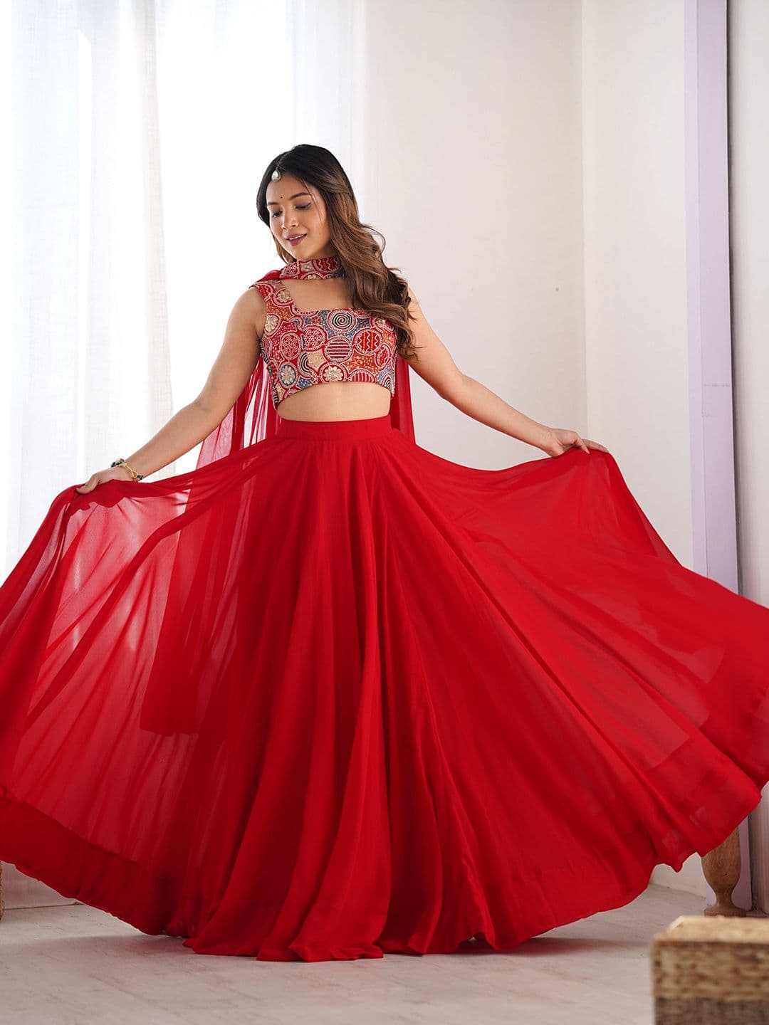 LABELKBBRAND Embroidered Sequinned Ready to Wear Lehenga & Blouse With Dupatta - view 1