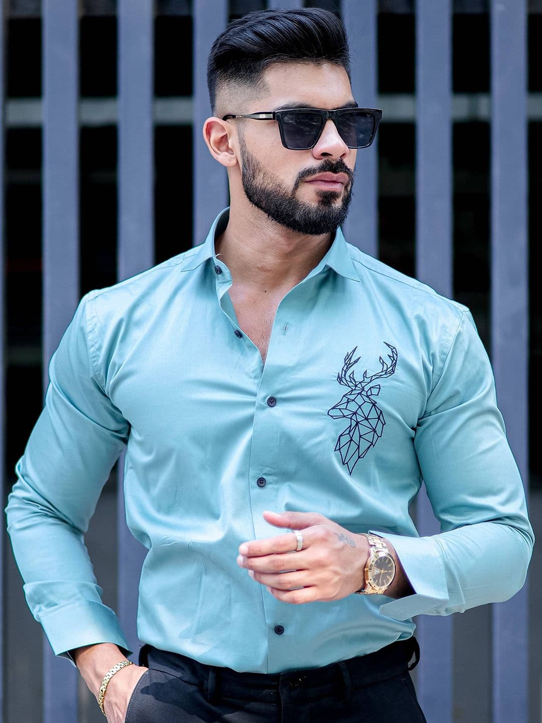 Foomer Men Standard Opaque Regular Fit Spread Collar Casual Shirt - view 1