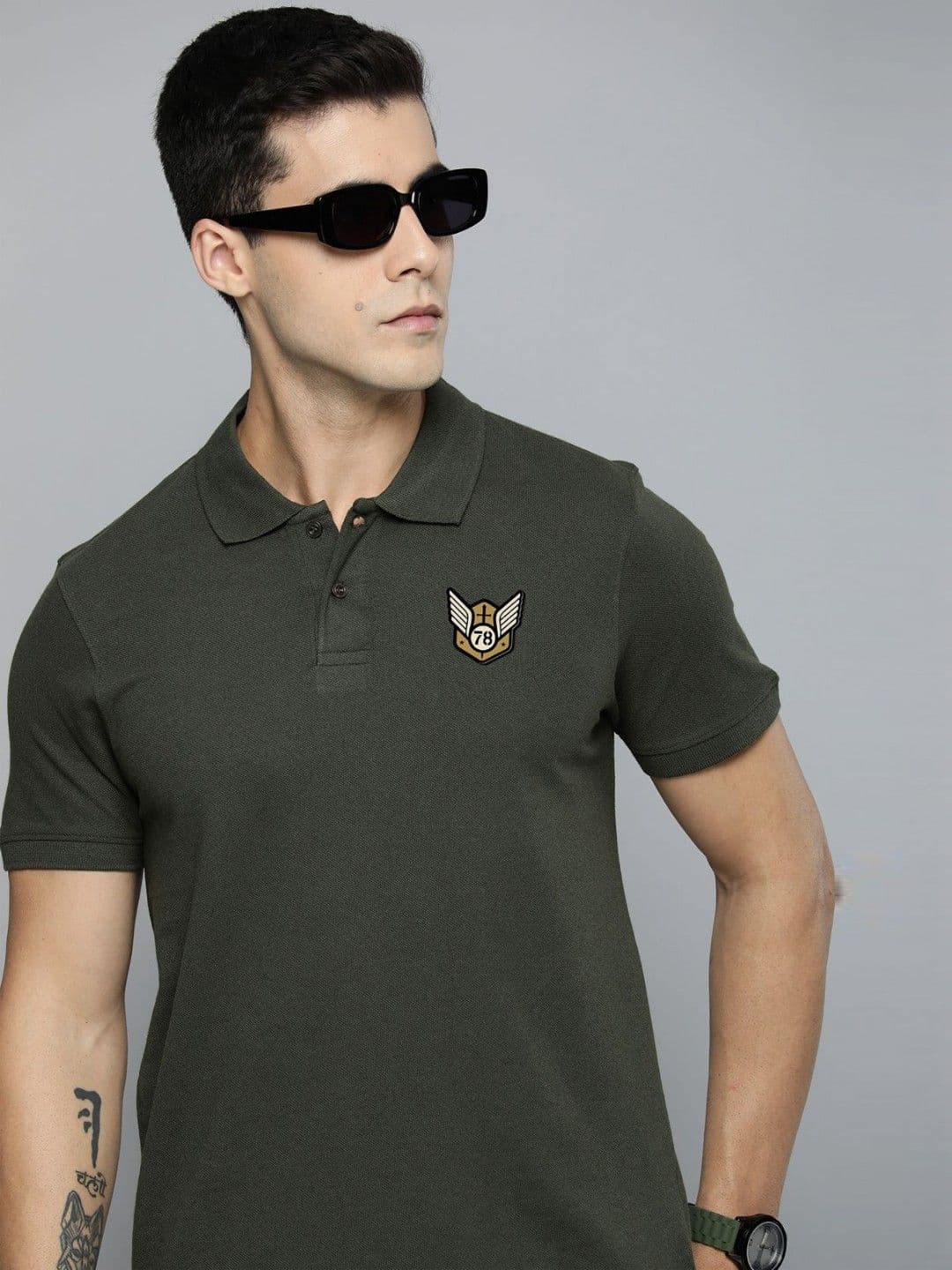 R.Code by The Roadster Life Co. R.Code by The Roadster Lifestyle Co. Men Regular Fit Solid Polo Collar Cotton T-shirt - view 1