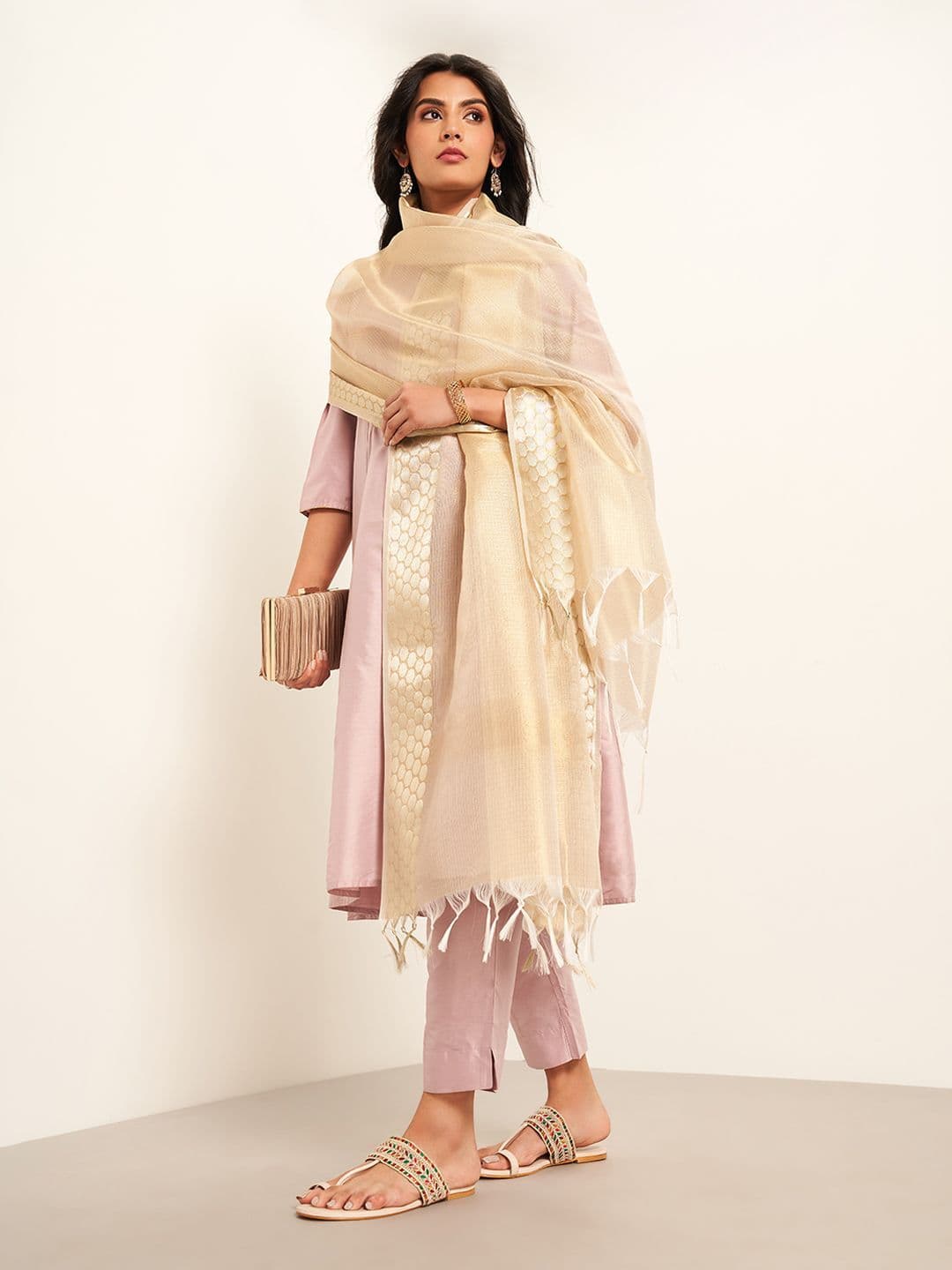 RANGMANCH BY PANTALOONS Dupatta With Tasselled Border - view 1