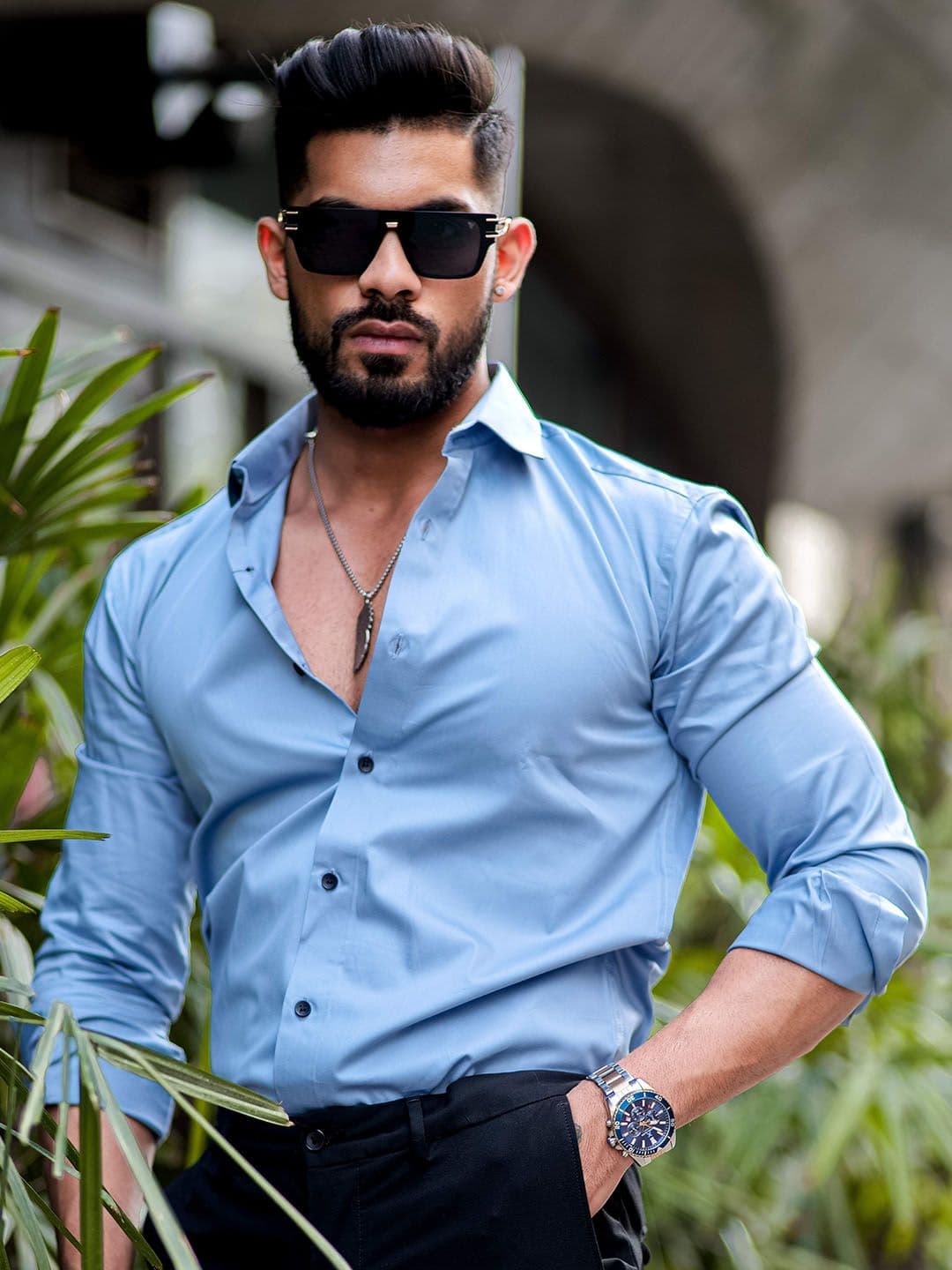 Foomer Men Standard Opaque Satin Cotton Casual Shirt - view 1