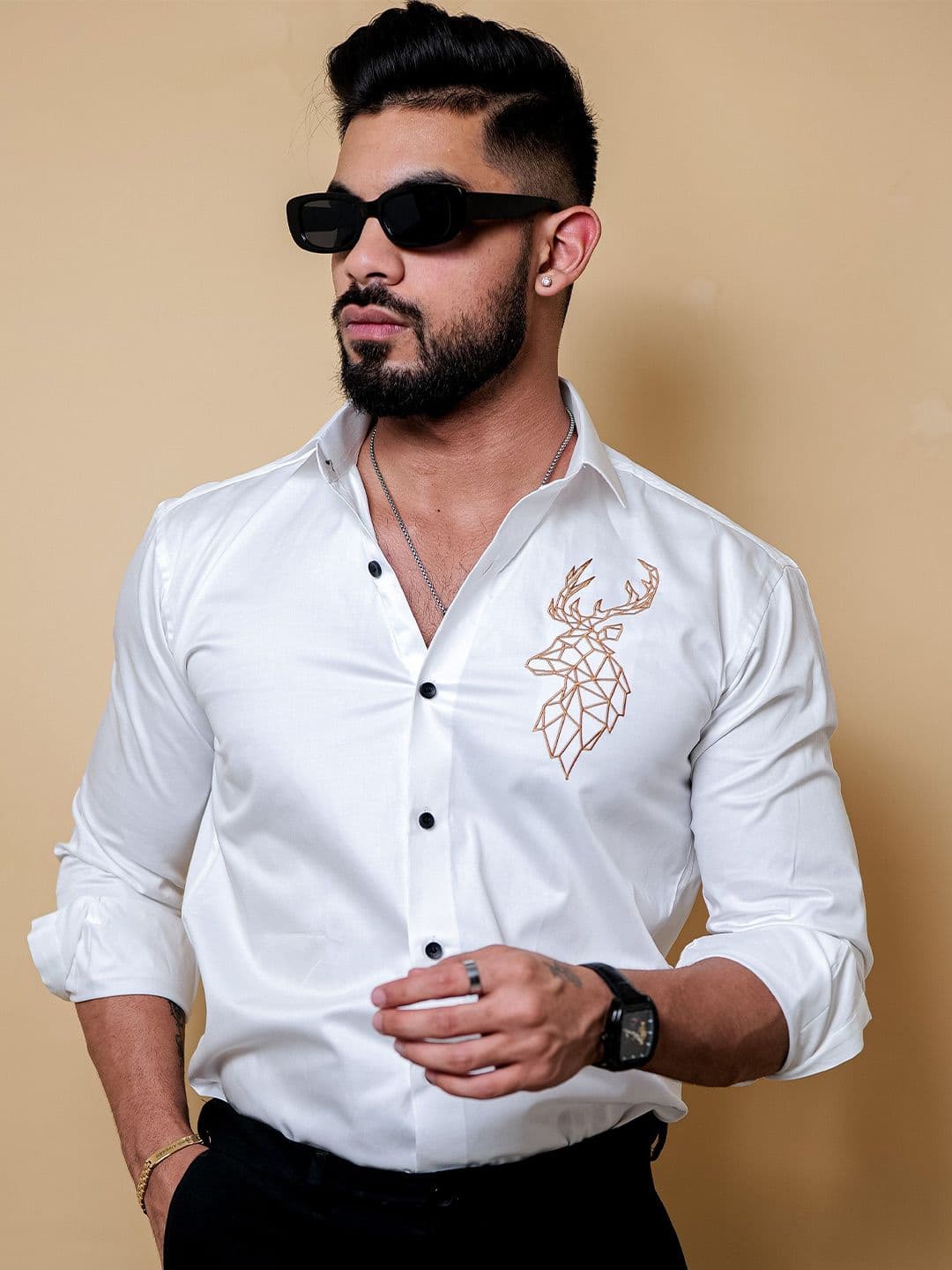 Foomer Men Standard Opaque Satin Casual Shirt - view 1