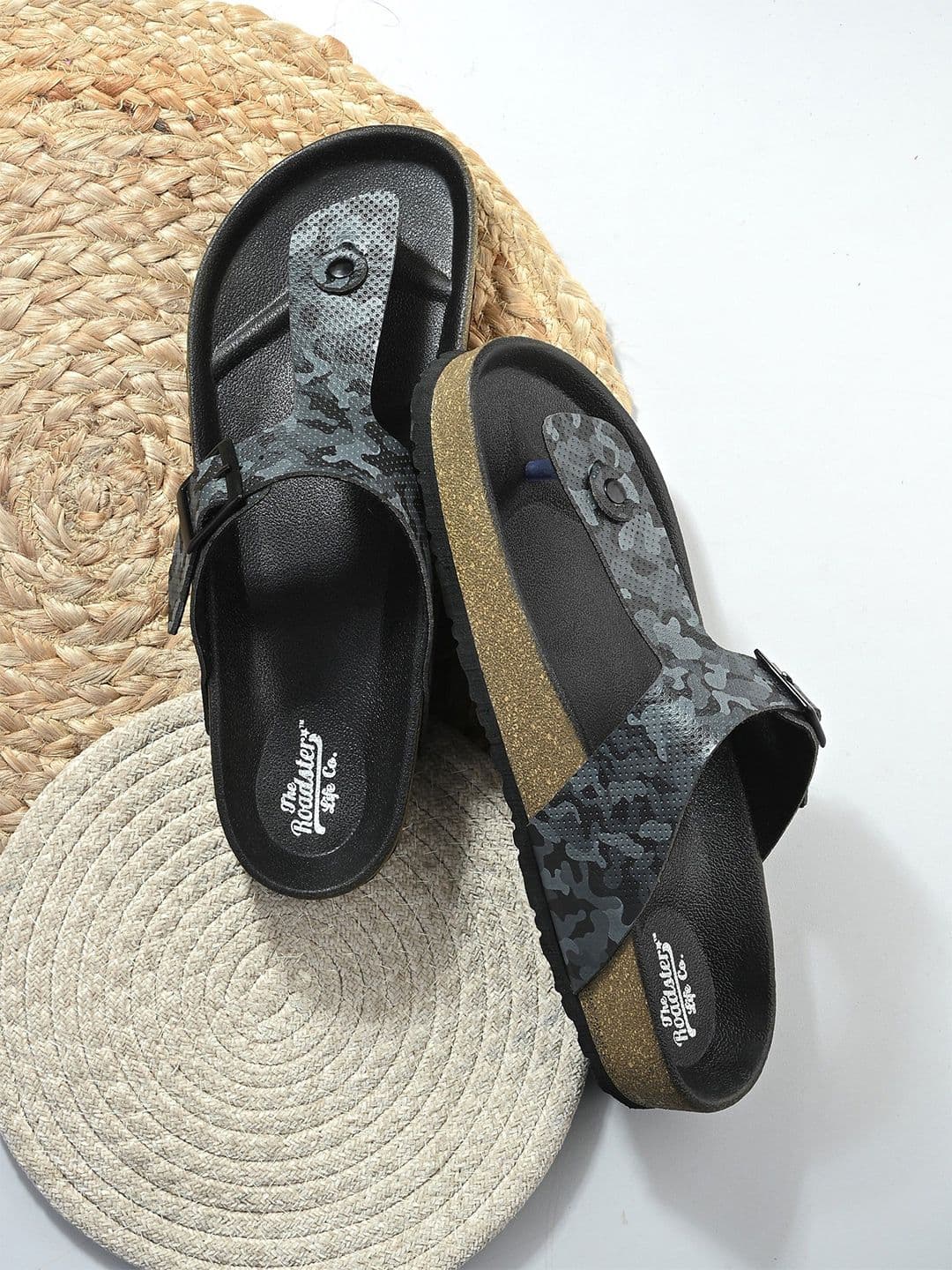 The Roadster Lifestyle Co Men Textured Pattern Dual-Strap Cushioned Sandals - view 1
