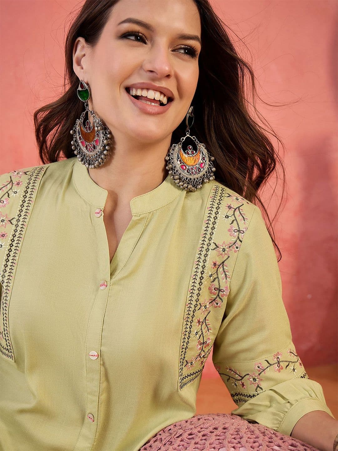 Sangria Embroidered Peplum Tops - view 1