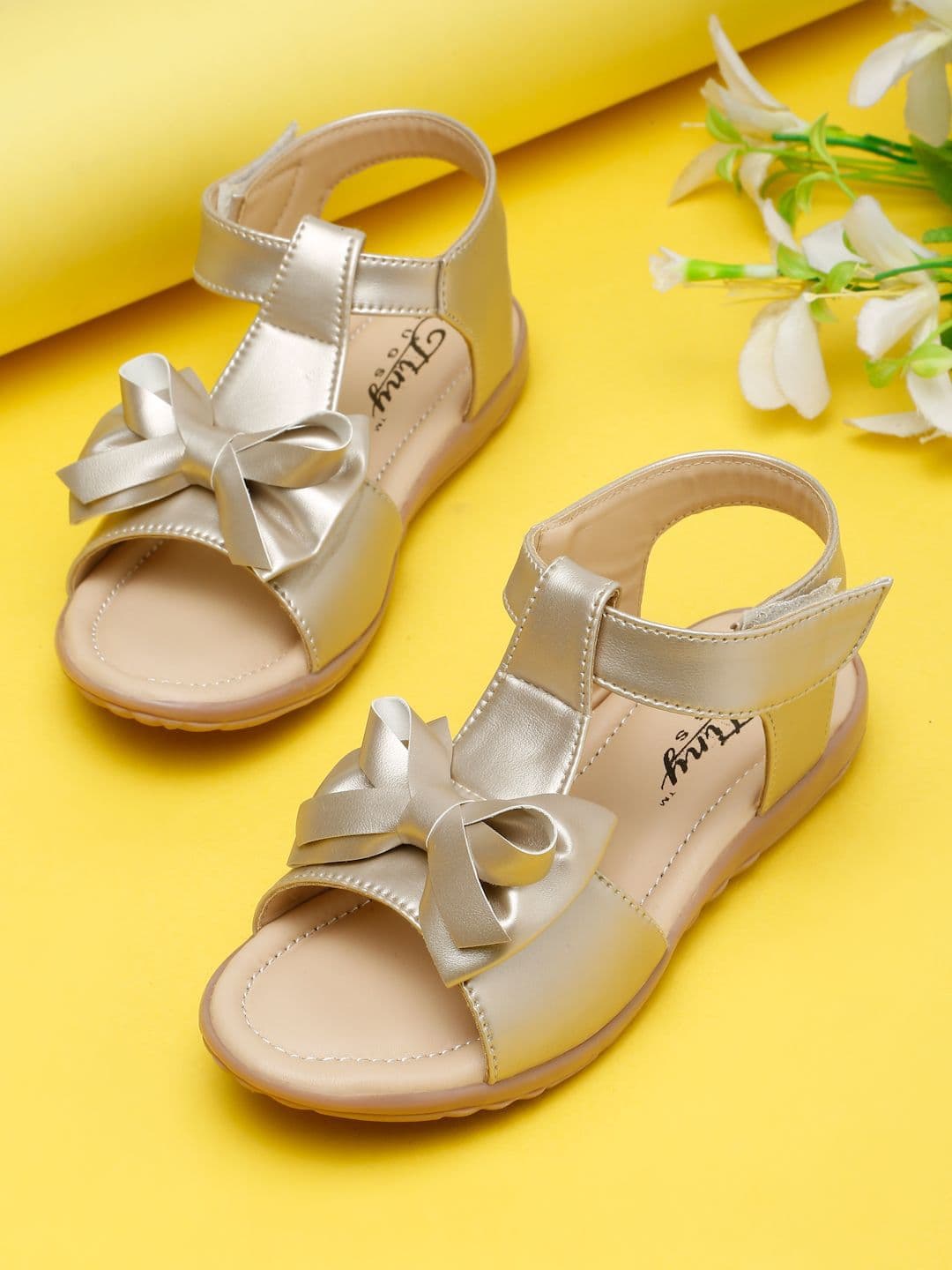Tiny Bugs Girls Embellished Party Open Toe Flats - view 1