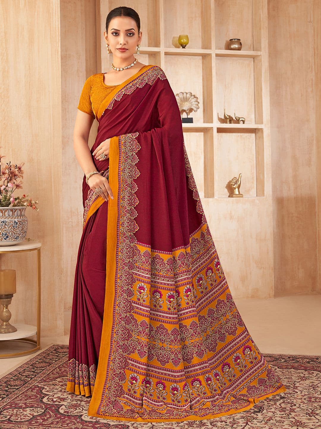 Mitera Floral Silk Blend Jamdani Saree - view 1