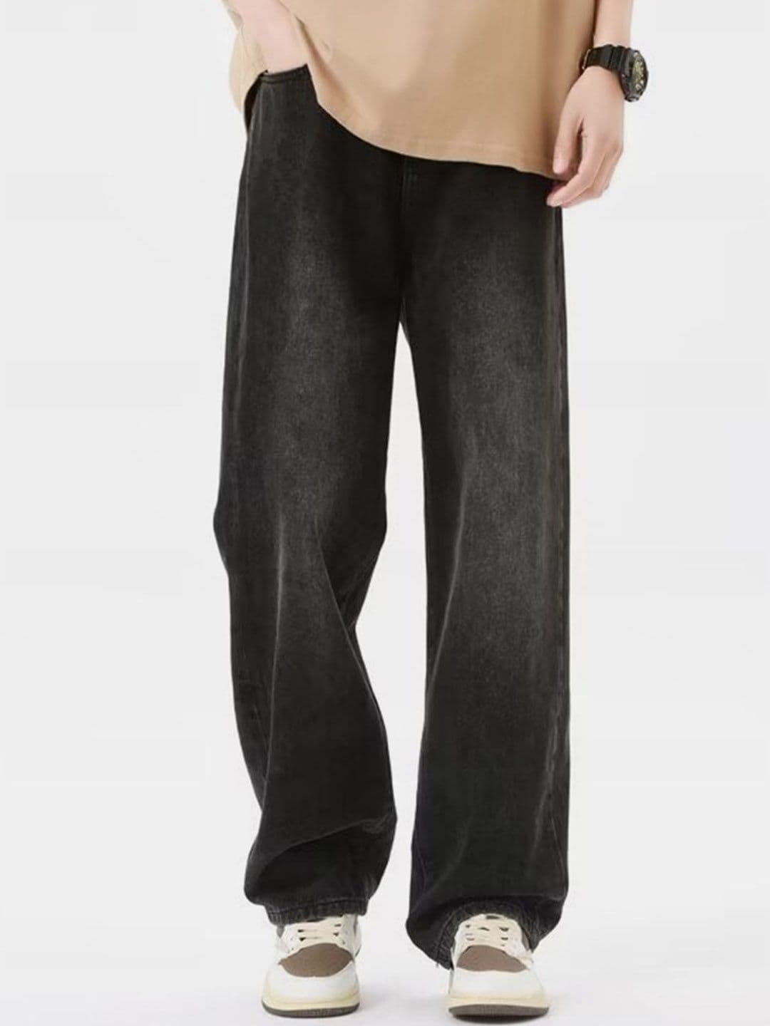 HERE&NOW Men Mid-Rise Light Fade Cotton Baggy Jeans